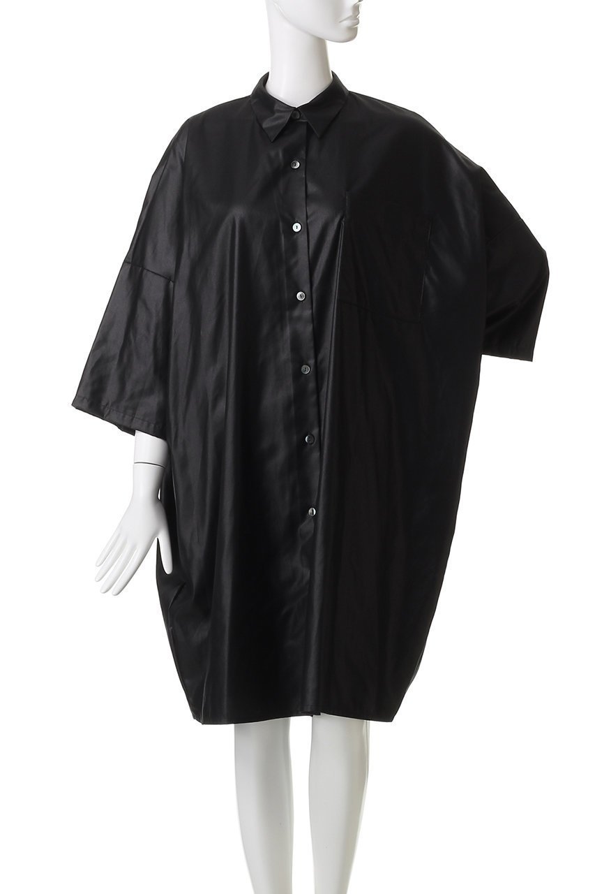 【ミズイロ インド/mizuiro ind】のグロッシーワイドハーフスリーブシャツワンピース 人気、トレンドファッション・服の通販 founy(ファニー) 　ファッション　Fashion　レディースファッション　Fashion for Women　ワンピース　Dresses　シャツワンピース / 1枚で着映えコーデ　Shirt Dresses　チュニック　Tunic Tops & Dresses　チュニック　Tunic, Long Top　ロング　Long, Long-Length　other-2|ID: prp329100004898781 ipo3291000000036649616