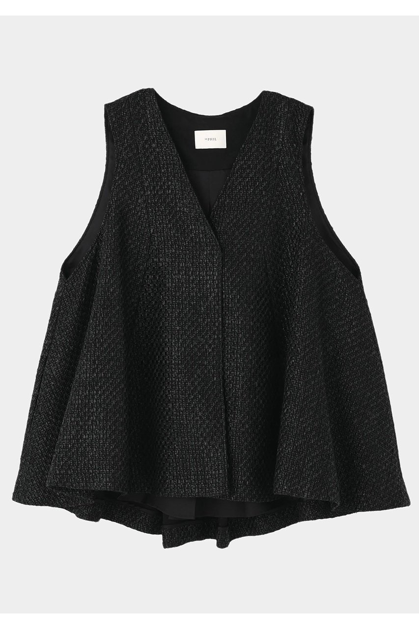 【ル フィル/LE PHIL】のLINTONツイード インテリア・キッズ・メンズ・レディースファッション・服の通販 founy(ファニー) 　ファッション　Fashion　レディースファッション　Fashion for Women　アウター　Coat / Outerwear Collection　レディースジャケット・軽アウター　Jackets　インナー　Innerwear　エレガント 上品　Elegant　ジャケット　Jacket, Outerwear　スタンダード　Standard, Basic　ツイード　Twill, Twill Weave　ノースリーブ　Sleeveless, No-Sleeve　フレア　Flare, Flared　ベスト　Vest, Waistcoat　ロング　Long, Long-Length　ブラック|ID: prp329100004898859 ipo3291000000036650315