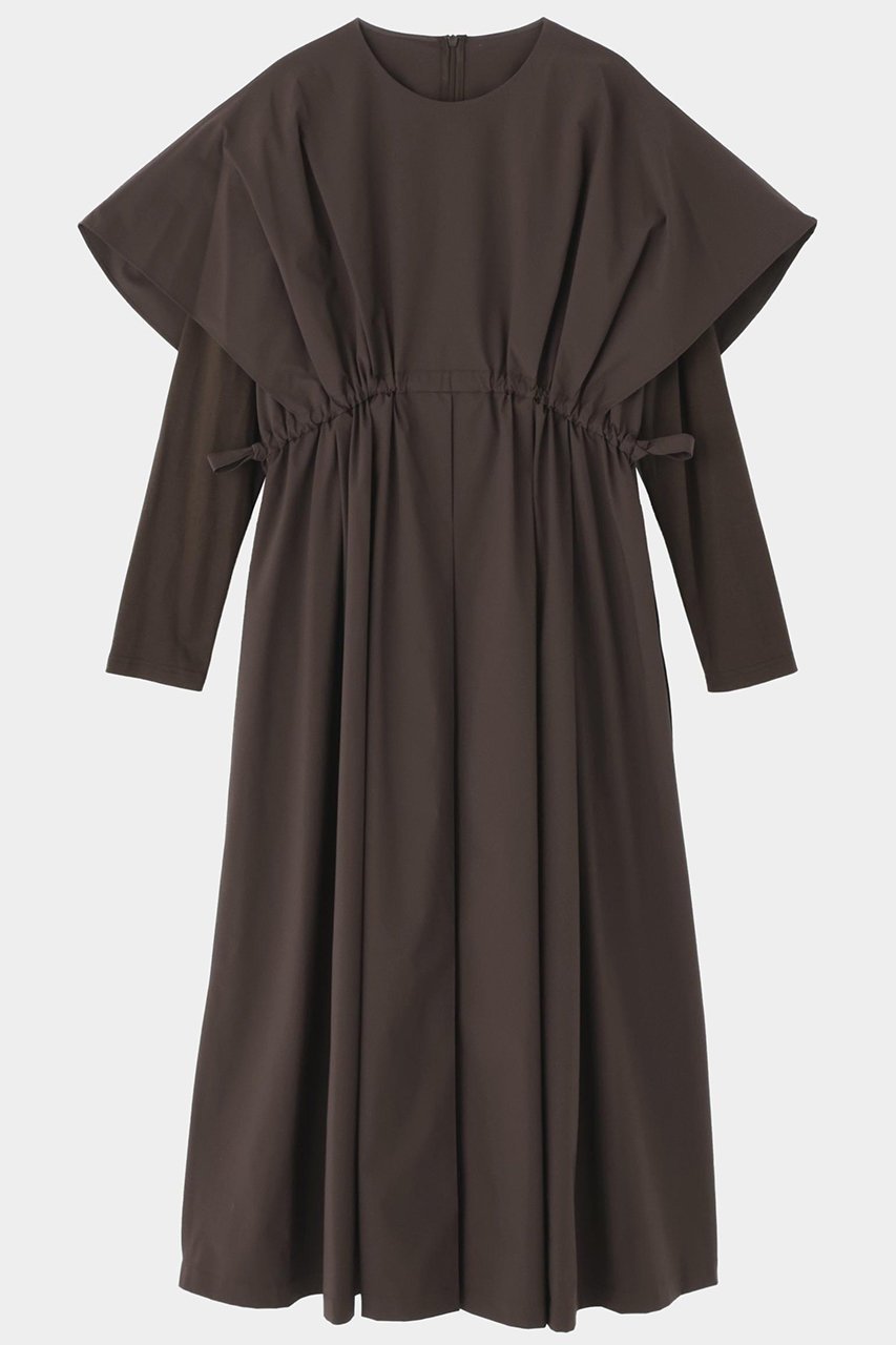 【ル フィル/LE PHIL】のSOLOTEXブロードケープワンピース インテリア・キッズ・メンズ・レディースファッション・服の通販 founy(ファニー) 　ファッション　Fashion　レディースファッション　Fashion for Women　ワンピース　Dresses　チュニック　Tunic Tops & Dresses　チュニック　Tunic, Long Top　ドローストリング　Drawstring, Pull Cord　ビッグ　Big, Oversized　ブロード　Broadcloth, Fine Cotton　ロング　Long, Long-Length　エレガント 上品　Elegant　ブラウン|ID: prp329100004898861 ipo3291000000036650386