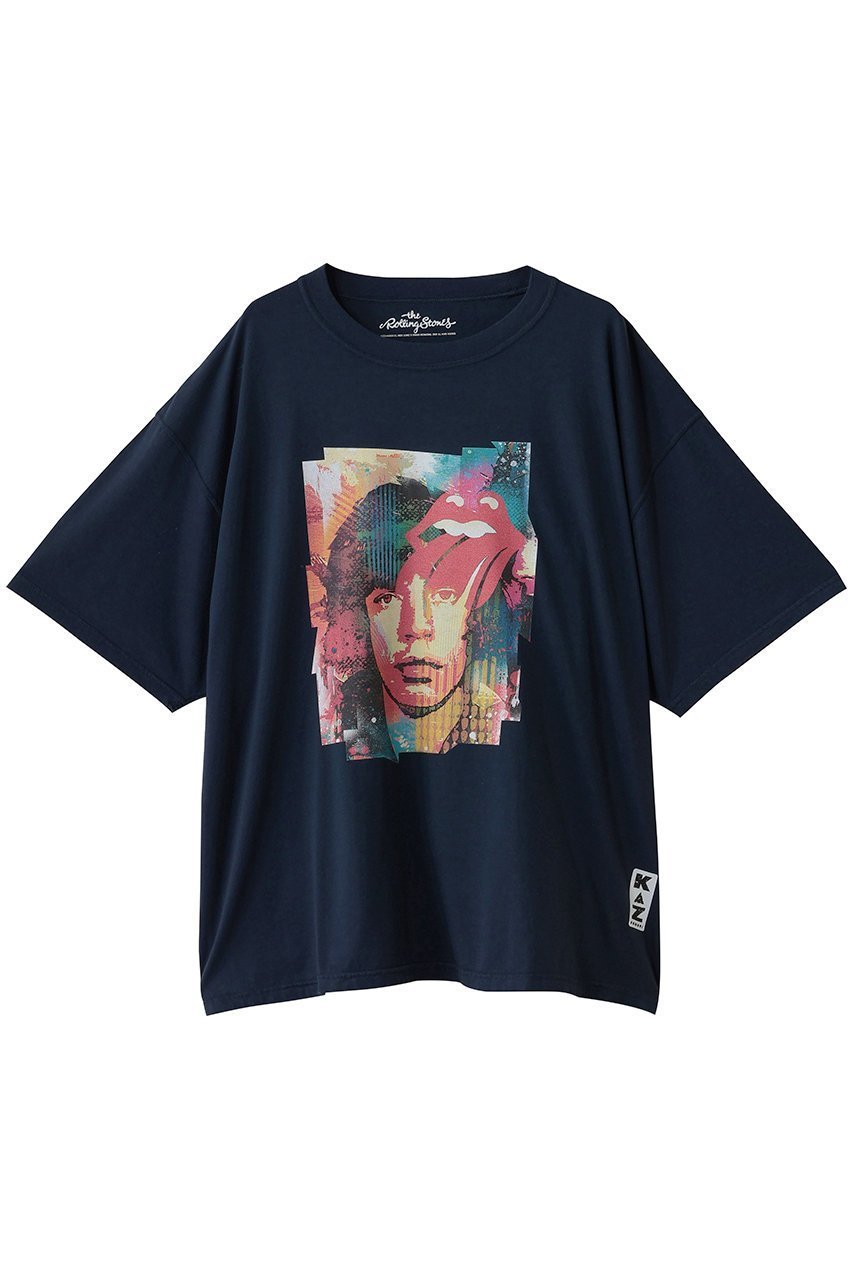 【キャサリンハムネット/KATHARINE HAMNETT LONDON】の【UNISEX】ミック・ジャガーbyカズオオモリ コラボレーションTシャツ インテリア・キッズ・メンズ・レディースファッション・服の通販 founy(ファニー) ファッション Fashion レディースファッション Fashion for Women トップス・カットソー Cut & Sew Tops シャツ・ブラウス・オフィスカジュアル Elegant Blouses & Button-Ups ロングTシャツ・Tシャツ Longline T-Shirts & Tees カットソー・ベーシックTシャツ Cut-and-Sewn Tops / Stretch Tees & Basics ユニセックス Unisex, Genderless ショート Short, Short Length スリーブ Sleeve, Long Sleeve / Short Sleeve ワイド Wide, Wide Fit ネイビー|ID: prp329100004898868 ipo3291000000036650447