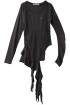 【プランク プロジェクト/PRANK PROJECT】のラッフルヘムアシメトップ / Ruffle Hem Asymmetric Top 人気、トレンドファッション・服の通販 founy(ファニー) ファッション Fashion レディースファッション Fashion for Women トップス・カットソー Cut & Sew Tops シャツ・ブラウス・オフィスカジュアル Elegant Blouses & Button-Ups ロングTシャツ・Tシャツ Longline T-Shirts & Tees カットソー・ベーシックTシャツ Cut-and-Sewn Tops / Stretch Tees & Basics おすすめ Recommended / Our Picks アシンメトリー Asymmetrical Style コンパクト Compact, Small Size スリーブ Sleeve, Long Sleeve / Short Sleeve チュニック Tunic, Long Top ツイル Twist, Twisted Detail デニム Denim, Jeans Material パターン Pattern, Design Print フロント Front, Front Design ボトム Bottoms, Lower Wear ロング Long, Long-Length thumbnail C.GRY(チャコールグレー)|ID: prp329100004898902 ipo3291000000036650763
