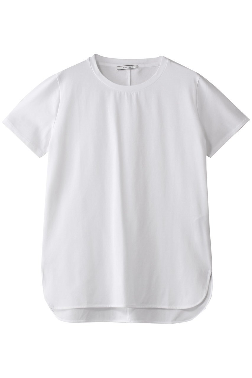 【ベイジ,/BEIGE,】のBROIS(ブロア)/半袖コットンTシャツ インテリア・キッズ・メンズ・レディースファッション・服の通販 founy(ファニー) 　ファッション　Fashion　レディースファッション　Fashion for Women　トップス・カットソー　Cut & Sew Tops　シャツ・ブラウス・オフィスカジュアル　Elegant Blouses & Button-Ups　ロングTシャツ・Tシャツ　Longline T-Shirts & Tees　カットソー・ベーシックTシャツ　Cut-and-Sewn Tops / Stretch Tees & Basics　ショート　Short, Short Length　シンプル　Simple, Minimal　スリット　Slit, Slit Detail　スリーブ　Sleeve, Long Sleeve / Short Sleeve　半袖　Short Sleeve, Half Sleeve　White|ID: prp329100004898910 ipo3291000000036650833