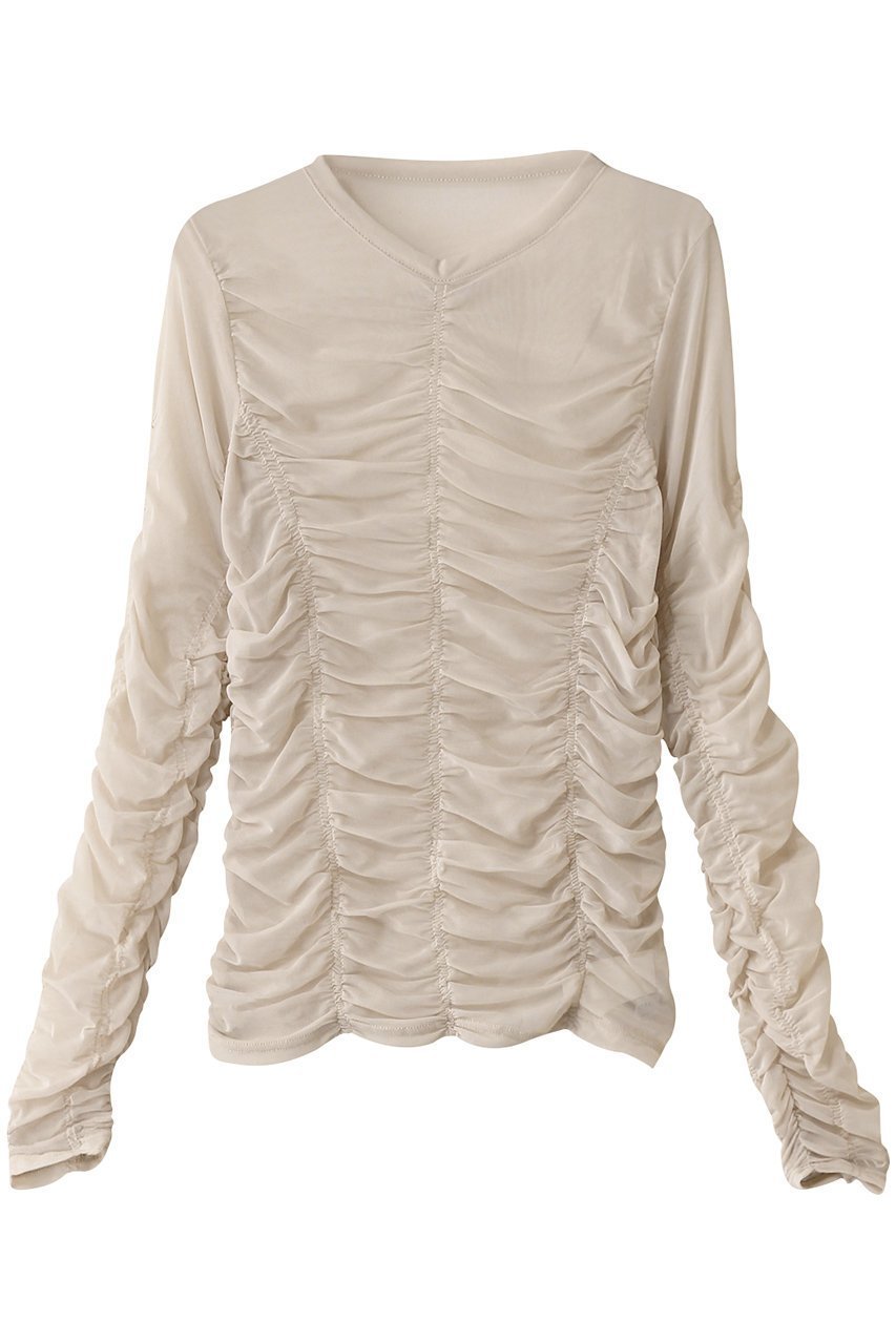 【メゾンスペシャル/MAISON SPECIAL】のシースルシャーリングトップ インテリア・キッズ・メンズ・レディースファッション・服の通販 founy(ファニー) 　ファッション　Fashion　レディースファッション　Fashion for Women　トップス・カットソー　Cut & Sew Tops　シャツ・ブラウス・オフィスカジュアル　Elegant Blouses & Button-Ups　ロングTシャツ・Tシャツ　Longline T-Shirts & Tees　カットソー・ベーシックTシャツ　Cut-and-Sewn Tops / Stretch Tees & Basics　コンパクト　Compact, Small Size　シャーリング　Shirring, Ruched　スリーブ　Sleeve, Long Sleeve / Short Sleeve　ビスチェ　Bustier, Corset Top　ファブリック　Fabric, Textile　ロング　Long, Long-Length　L.GRY(ライトグレー)|ID: prp329100004898912 ipo3291000000036650858