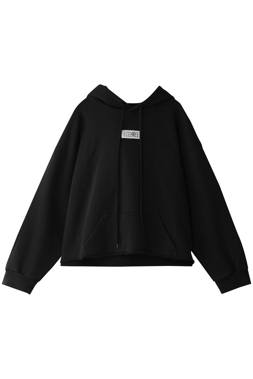 【エムエム6 メゾン マルタン マルジェラ/MM6 Maison Martin Margiela】のフードスウェットシャツ インテリア・キッズ・メンズ・レディースファッション・服の通販 founy(ファニー) 　ファッション　Fashion　レディースファッション　Fashion for Women　トップス・カットソー　Cut & Sew Tops　シャツ・ブラウス・オフィスカジュアル　Elegant Blouses & Button-Ups　レディースパーカー・カジュアルフーディー　Casual Hoodies & Sweatshirts　ロングTシャツ・Tシャツ　Longline T-Shirts & Tees　スウェット・クルーネックトップス　Sweatshirts & Crewnecks / Relaxed Fit Sweat Tops　カットソー・ベーシックTシャツ　Cut-and-Sewn Tops / Stretch Tees & Basics　ショート　Short, Short Length　シンプル　Simple, Minimal　バランス　Balance, Style Balance　フロント　Front, Front Design　ボトム　Bottoms, Lower Wear　ウォッシュドブラック|ID: prp329100004898919 ipo3291000000036650910