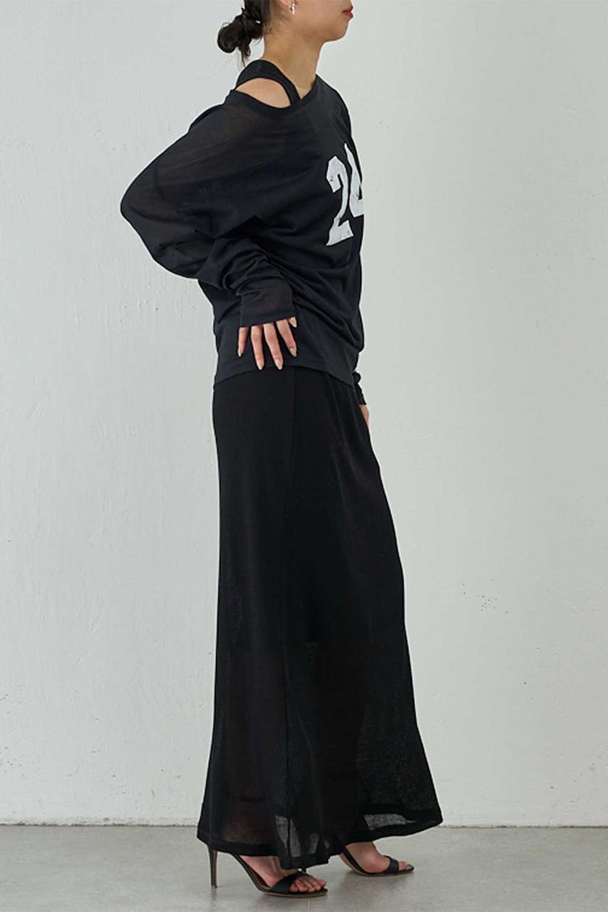 【ガリャルダガランテ/GALLARDAGALANTE】の【PEAS】シアーフットボールTシャツ 人気、トレンドファッション・服の通販 founy(ファニー) 　ファッション　Fashion　レディースファッション　Fashion for Women　トップス・カットソー　Cut & Sew Tops　シャツ・ブラウス・オフィスカジュアル　Elegant Blouses & Button-Ups　ロングTシャツ・Tシャツ　Longline T-Shirts & Tees　カットソー・ベーシックTシャツ　Cut-and-Sewn Tops / Stretch Tees & Basics　おすすめ　Recommended / Our Picks　インナー　Innerwear　シアー　Sheer, See-Through　スリーブ　Sleeve, Long Sleeve / Short Sleeve　スーツ　Suit, Formalwear　プリント　Print, Printed Pattern　ロング　Long, Long-Length　ワンショル　One Shoulder, Asymmetrical　other-7|ID: prp329100004898934 ipo3291000000036651063