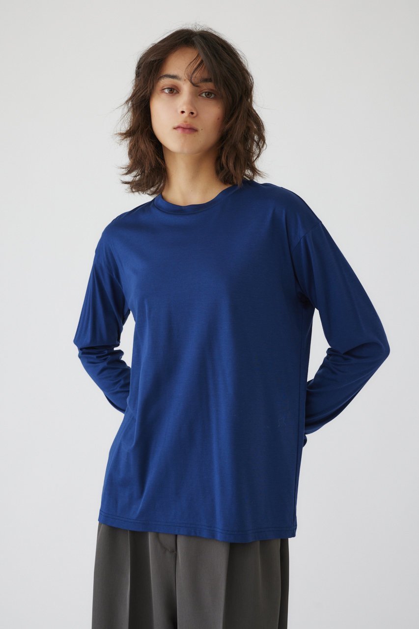 【リムアーク/RIM.ARK】のBasic long sleeve cut tops/トップス インテリア・キッズ・メンズ・レディースファッション・服の通販 founy(ファニー) 　ファッション　Fashion　レディースファッション　Fashion for Women　トップス・カットソー　Cut & Sew Tops　シャツ・ブラウス・オフィスカジュアル　Elegant Blouses & Button-Ups　ロングTシャツ・Tシャツ　Longline T-Shirts & Tees　カットソー・ベーシックTシャツ　Cut-and-Sewn Tops / Stretch Tees & Basics　スウェット / スエット　Sweatshirt, Sweatwear　スリーブ　Sleeve, Long Sleeve / Short Sleeve　ロング　Long, Long-Length　ブルー|ID: prp329100004898966 ipo3291000000036651384