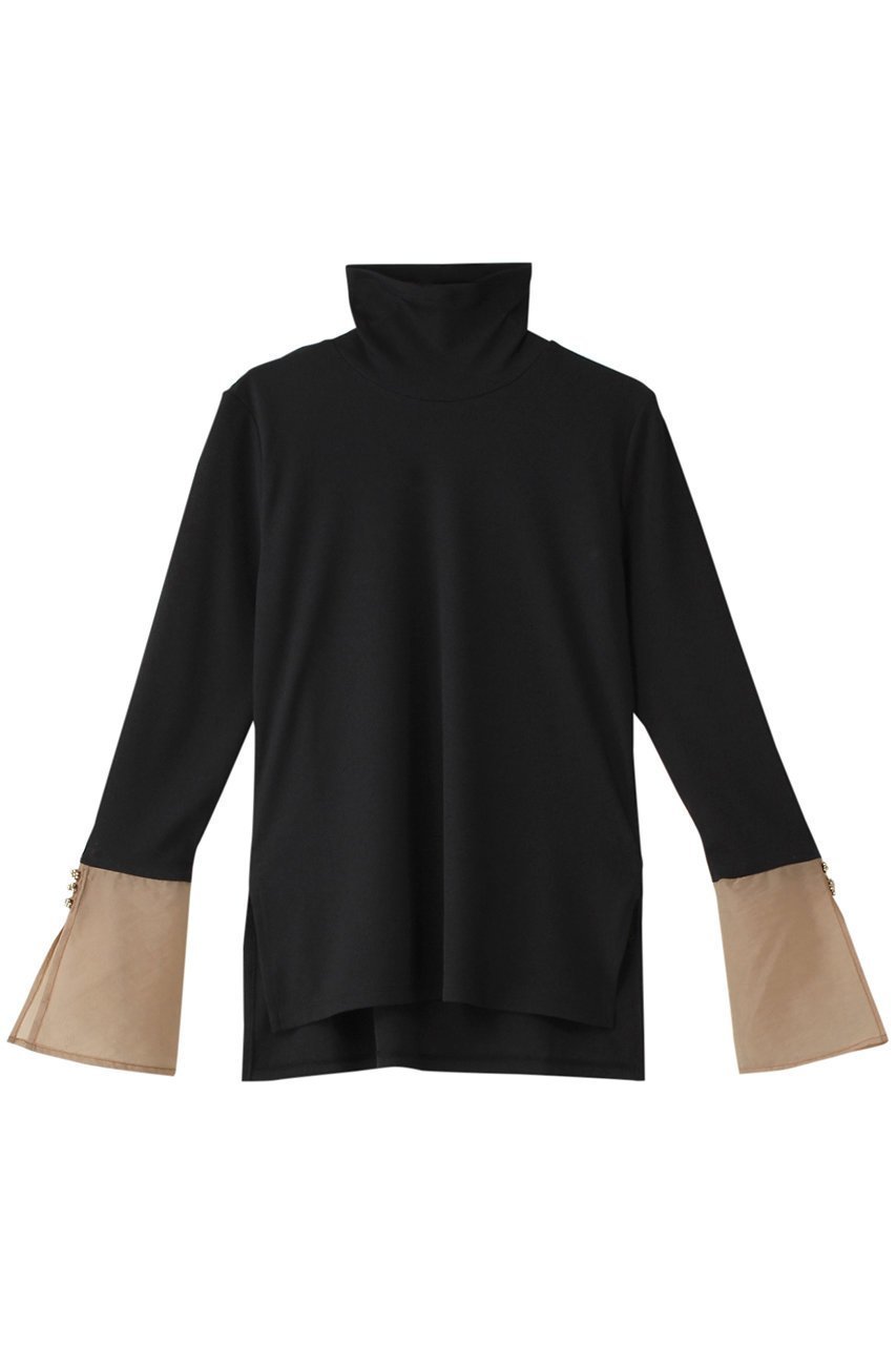 【ランバン オン ブルー/LANVIN en Bleu】のシアーコンビカフスカットソー インテリア・キッズ・メンズ・レディースファッション・服の通販 founy(ファニー) 　ファッション　Fashion　レディースファッション　Fashion for Women　トップス・カットソー　Cut & Sew Tops　シャツ・ブラウス・オフィスカジュアル　Elegant Blouses & Button-Ups　ロングTシャツ・Tシャツ　Longline T-Shirts & Tees　カットソー・ベーシックTシャツ　Cut-and-Sewn Tops / Stretch Tees & Basics　おすすめ　Recommended / Our Picks　カフス　Cuff Design　シアー　Sheer, See-Through　シンプル　Simple, Minimal　ジャケット　Jacket, Outerwear　スリーブ　Sleeve, Long Sleeve / Short Sleeve　ドッキング　Docking, Mixed Material　ロング　Long, Long-Length　ブラック|ID: prp329100004898984 ipo3291000000036651564