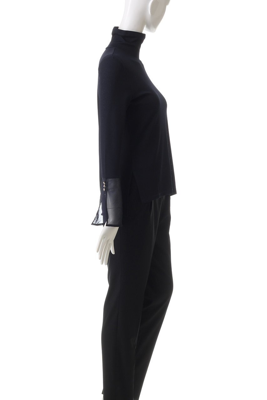 【ランバン オン ブルー/LANVIN en Bleu】のシアーコンビカフスカットソー 人気、トレンドファッション・服の通販 founy(ファニー) 　ファッション　Fashion　レディースファッション　Fashion for Women　トップス・カットソー　Cut & Sew Tops　シャツ・ブラウス・オフィスカジュアル　Elegant Blouses & Button-Ups　ロングTシャツ・Tシャツ　Longline T-Shirts & Tees　カットソー・ベーシックTシャツ　Cut-and-Sewn Tops / Stretch Tees & Basics　おすすめ　Recommended / Our Picks　カフス　Cuff Design　シアー　Sheer, See-Through　シンプル　Simple, Minimal　ジャケット　Jacket, Outerwear　スリーブ　Sleeve, Long Sleeve / Short Sleeve　ドッキング　Docking, Mixed Material　ロング　Long, Long-Length　other-3|ID: prp329100004898984 ipo3291000000036651566