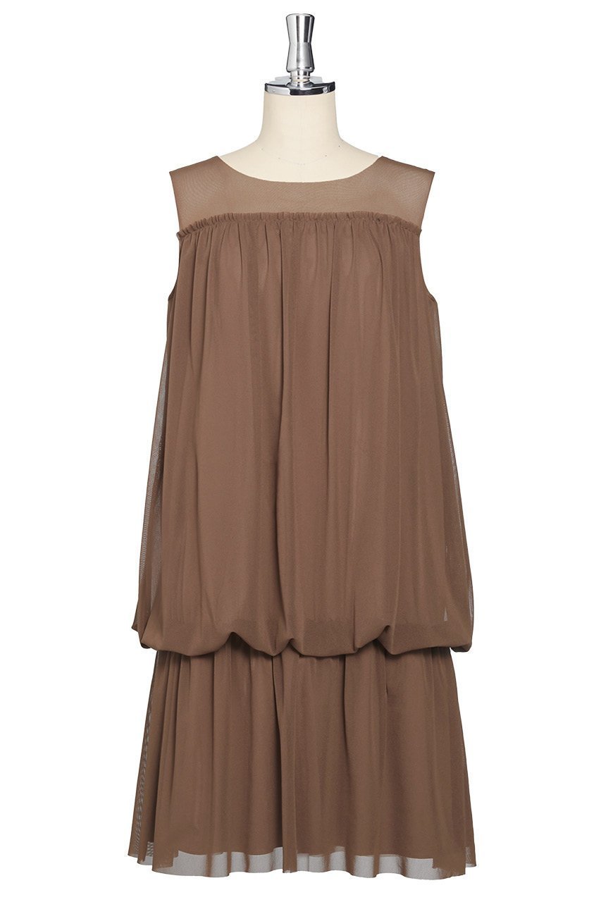 【デイジーリン/DAISY LIN】のDress “Fairy Tulle” インテリア・キッズ・メンズ・レディースファッション・服の通販 founy(ファウニー) 　ファッション　Fashion　レディースファッション　Fashion for Women　ワンピース　Dresses　フォーマル・パーティードレス・結婚式用ドレス　Elegant & Casual Dresses　チュニック　Tunic Tops & Dresses　なめらか　Smooth, Silky Texture　ウォッシャブル　Machine Washable　ストレッチ　Stretch, Stretchy Fabric　チュニック　Tunic, Long Top　デコルテ　Décolleté, Neckline　フリル　Frill, Ruffle　ブラウジング　Blouson Silhouette, Cinched Waist　リラックス　Relax, Relaxed Fit　旅行　Travel　アンティークブラウン|ID: prp329100004898994 ipo3291000000037236981