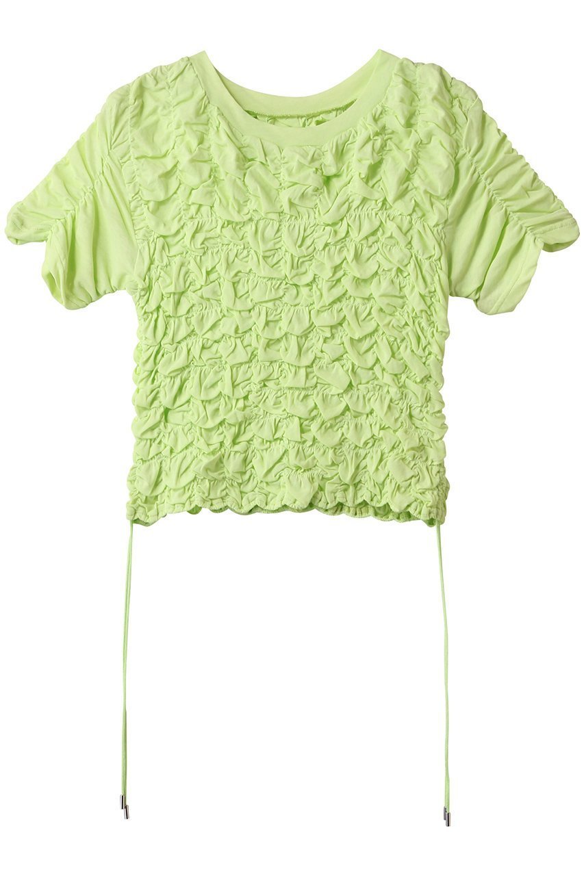 【メゾンスペシャル/MAISON SPECIAL】のShirring T-shirt/シャーリングTシャツ インテリア・キッズ・メンズ・レディースファッション・服の通販 founy(ファニー) 　ファッション　Fashion　レディースファッション　Fashion for Women　トップス・カットソー　Cut & Sew Tops　シャツ・ブラウス・オフィスカジュアル　Elegant Blouses & Button-Ups　ロングTシャツ・Tシャツ　Longline T-Shirts & Tees　カットソー・ベーシックTシャツ　Cut-and-Sewn Tops / Stretch Tees & Basics　シアー　Sheer, See-Through　シャーリング　Shirring, Ruched　ショート　Short, Short Length　スピンドル　Spindle, Drawcord　スリーブ　Sleeve, Long Sleeve / Short Sleeve　セットアップ　Set-Up, Coordinated Outfit　LIME(ライム)|ID: prp329100004899053 ipo3291000000036652796