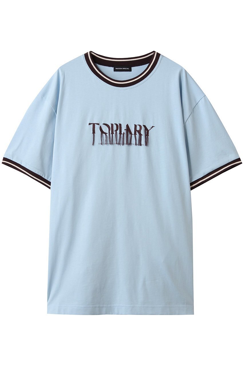 【メゾンスペシャル/MAISON SPECIAL】のFringe Embroidery Big Ringer T-shirt/フリンジエンブロイダリービッグリンガーTEE インテリア・キッズ・メンズ・レディースファッション・服の通販 founy(ファニー) 　ファッション　Fashion　レディースファッション　Fashion for Women　トップス・カットソー　Cut & Sew Tops　シャツ・ブラウス・オフィスカジュアル　Elegant Blouses & Button-Ups　ロングTシャツ・Tシャツ　Longline T-Shirts & Tees　カットソー・ベーシックTシャツ　Cut-and-Sewn Tops / Stretch Tees & Basics　秋　Autumn　カットソー　Cut and Sewn Top　ショート　Short, Short Length　シンプル　Simple, Minimal　スリーブ　Sleeve, Long Sleeve / Short Sleeve　フリンジ　Fringe, Tassel　ロング　Long, Long-Length　夏　Summer　エレガント 上品　Elegant　BLU(ブルー)|ID: prp329100004899067 ipo3291000000036652951