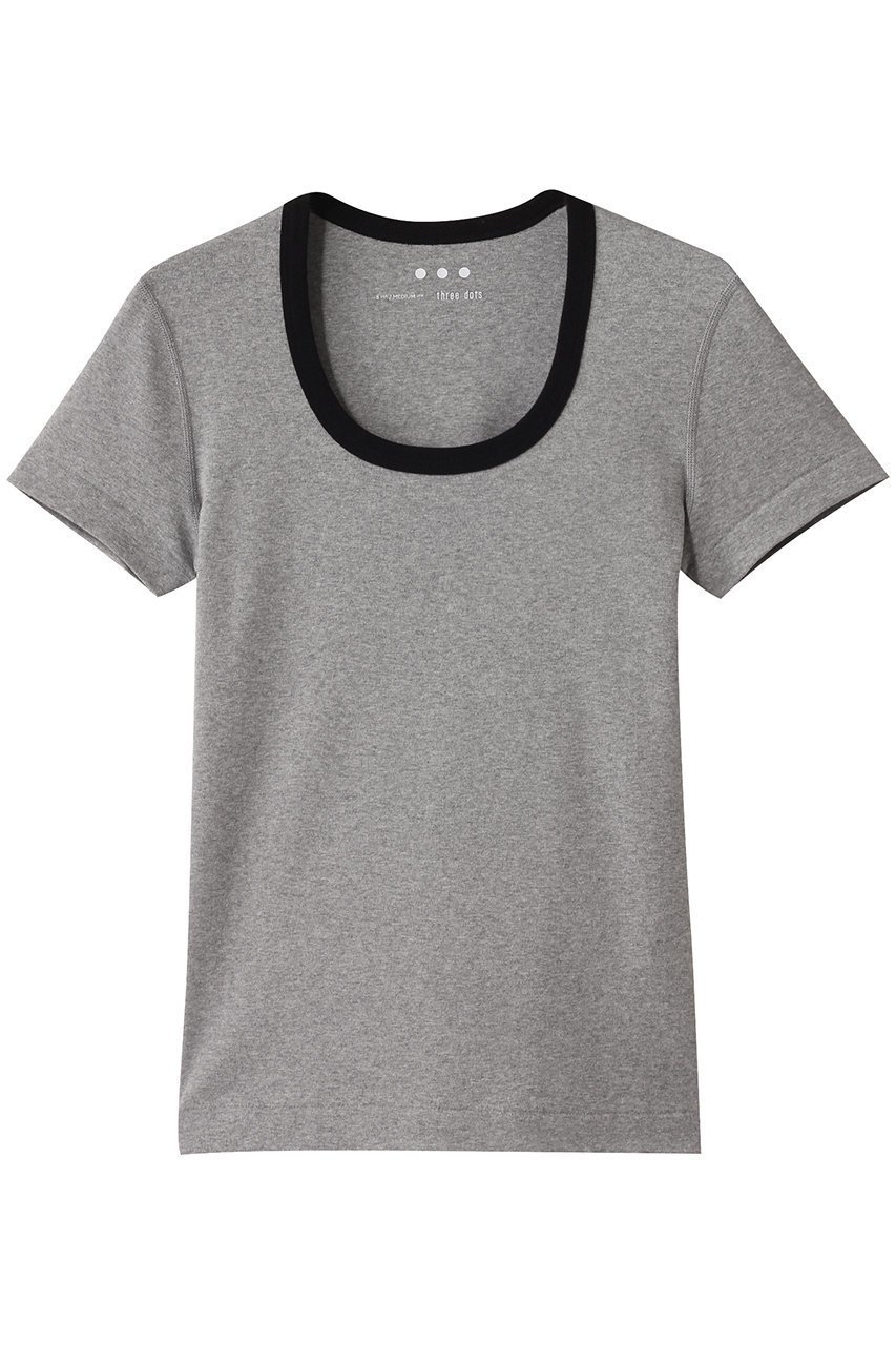 【スリー ドッツ/three dots】のリンガー ジェシカ カットソー インテリア・キッズ・メンズ・レディースファッション・服の通販 founy(ファニー) 　ファッション　Fashion　レディースファッション　Fashion for Women　トップス・カットソー　Cut & Sew Tops　シャツ・ブラウス・オフィスカジュアル　Elegant Blouses & Button-Ups　ロングTシャツ・Tシャツ　Longline T-Shirts & Tees　カットソー・ベーシックTシャツ　Cut-and-Sewn Tops / Stretch Tees & Basics　おすすめ　Recommended / Our Picks　インナー　Innerwear　カットソー　Cut and Sewn Top　ショート　Short, Short Length　シンプル　Simple, Minimal　スリーブ　Sleeve, Long Sleeve / Short Sleeve　バランス　Balance, Style Balance　フィット　Fit, Slim Fit　グレー|ID: prp329100004899073 ipo3291000000036653063