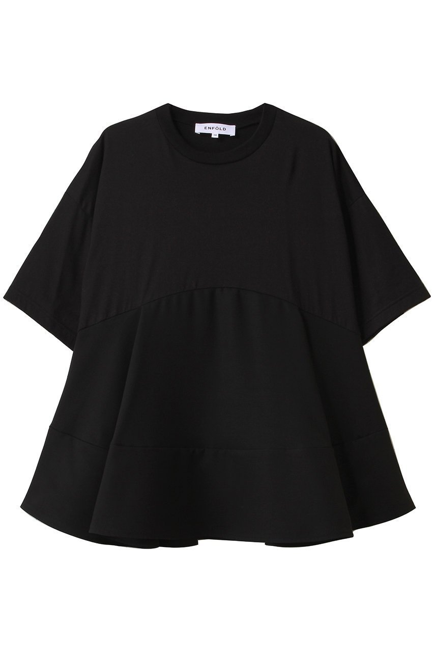 【エンフォルド/ENFOLD】のFLARE DOCKING T-SHIRT/シャツ インテリア・キッズ・メンズ・レディースファッション・服の通販 founy(ファニー) 　ファッション　Fashion　レディースファッション　Fashion for Women　トップス・カットソー　Cut & Sew Tops　シャツ・ブラウス・オフィスカジュアル　Elegant Blouses & Button-Ups　ロングTシャツ・Tシャツ　Longline T-Shirts & Tees　カットソー・ベーシックTシャツ　Cut-and-Sewn Tops / Stretch Tees & Basics　カットソー　Cut and Sewn Top　ショート　Short, Short Length　スリーブ　Sleeve, Long Sleeve / Short Sleeve　ドッキング　Docking, Mixed Material　リラックス　Relax, Relaxed Fit　切替　Switching, Contrast Panel　定番　Standard, Basic Item　ブラック|ID: prp329100004899095 ipo3291000000036653327