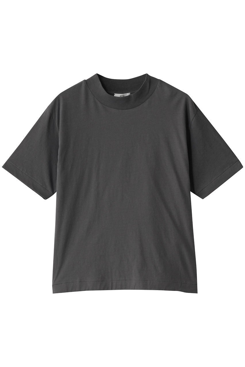 【エイトン/ATON】のFRESCA NUBUCK モックネック Tシャツ インテリア・キッズ・メンズ・レディースファッション・服の通販 founy(ファニー) 　ファッション　Fashion　レディースファッション　Fashion for Women　トップス・カットソー　Cut & Sew Tops　シャツ・ブラウス・オフィスカジュアル　Elegant Blouses & Button-Ups　ロングTシャツ・Tシャツ　Longline T-Shirts & Tees　カットソー・ベーシックTシャツ　Cut-and-Sewn Tops / Stretch Tees & Basics　インド　Indian Textile　インナー　Innerwear　ショート　Short, Short Length　スリーブ　Sleeve, Long Sleeve / Short Sleeve　バランス　Balance, Style Balance　モックネック　Mock Neck, Short Turtleneck　リラックス　Relax, Relaxed Fit　エレガント 上品　Elegant　定番　Standard, Basic Item　チャコールグレー|ID: prp329100004899099 ipo3291000000036653380