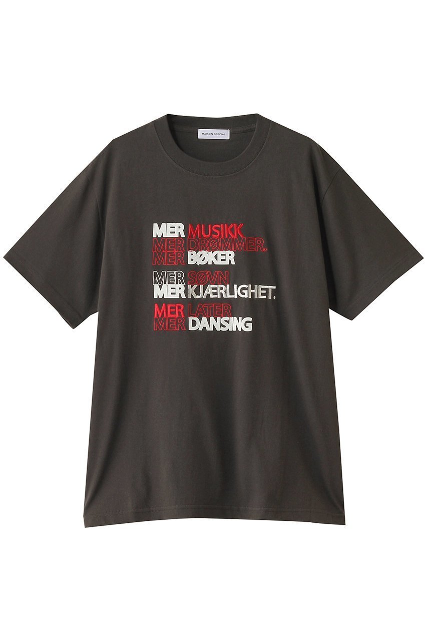 【メゾンスペシャル/MAISON SPECIAL】のLOVE LIFF Embroidery T-shirt/LOVE LIFFエンブロイダリーTシャツ インテリア・キッズ・メンズ・レディースファッション・服の通販 founy(ファニー) 　ファッション　Fashion　レディースファッション　Fashion for Women　トップス・カットソー　Cut & Sew Tops　シャツ・ブラウス・オフィスカジュアル　Elegant Blouses & Button-Ups　ロングTシャツ・Tシャツ　Longline T-Shirts & Tees　カットソー・ベーシックTシャツ　Cut-and-Sewn Tops / Stretch Tees & Basics　エンブロイダリー　Embroidery Design　ショート　Short, Short Length　スリーブ　Sleeve, Long Sleeve / Short Sleeve　トレンド　Trend, Trending Now　バランス　Balance, Style Balance　フォルム　Silhouette, Form　ロング　Long, Long-Length　おすすめ　Recommended / Our Picks　C.GRY(チャコールグレー)|ID: prp329100004899111 ipo3291000000036653551