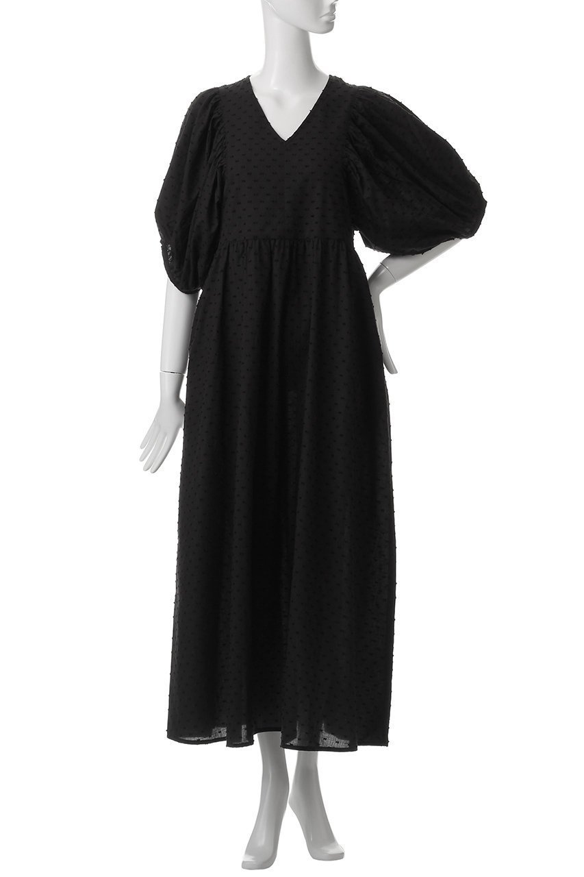 【ナナデコール/nanadecor】のドットブラックパフワンピース 人気、トレンドファッション・服の通販 founy(ファニー) 　ファッション　Fashion　レディースファッション　Fashion for Women　ワンピース　Dresses　チュニック　Tunic Tops & Dresses　スリーブ　Sleeve, Long Sleeve / Short Sleeve　チュニック　Tunic, Long Top　ドット　Polka Dot, Dot Pattern　フェミニン　Feminine, Girly　フレア　Flare, Flared　ロング　Long, Long-Length　other-2|ID: prp329100004899121 ipo3291000000036653736