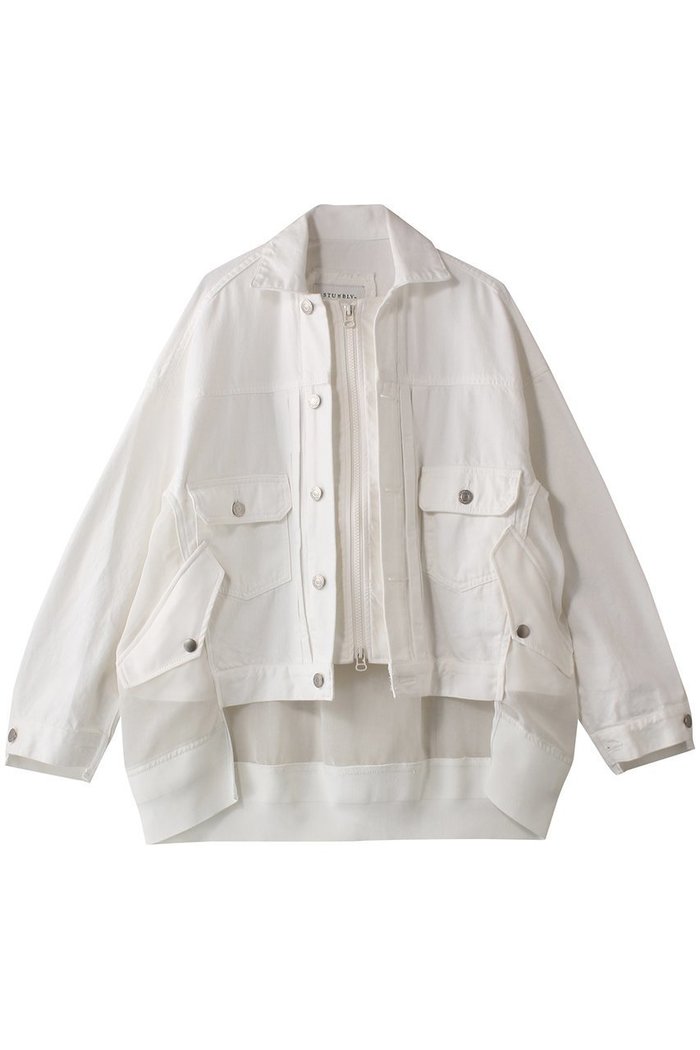 【ヒューエルミュージアム/hueLe Museum】の【STUMBLY】デニムオーガンジーコンビブルゾン インテリア・キッズ・メンズ・レディースファッション・服の通販 founy(ファニー) https://founy.com/ ファッション Fashion レディースファッション Fashion for Women アウター Coat / Outerwear Collection レディースジャケット・軽アウター Jackets ブルゾンジャケット・スポーティアウター Blouson Jackets オーガンジー Organza Fabric コンビ Combo, Combination Style ジャケット Jacket, Outerwear デニム Denim, Jeans Material ブルゾン Blouson, Bomber Jacket |ID: prp329100004899188 ipo3291000000036654748