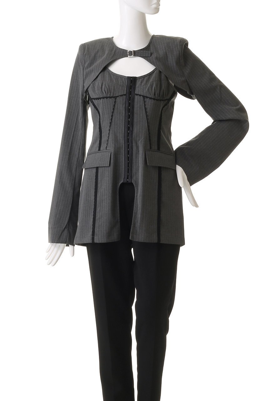 【プランク プロジェクト/PRANK PROJECT】のランジェリーボレロジャケット / Lingerie Bolero Jacket 人気、トレンドファッション・服の通販 founy(ファニー) 　ファッション　Fashion　レディースファッション　Fashion for Women　アウター　Coat / Outerwear Collection　レディースジャケット・軽アウター　Jackets　ボレロ・ショート丈ジャケット / ドレス羽織りに　Boleros & Short Jackets　キャミソール　Camisole, Spaghetti Strap Top　ジャケット　Jacket, Outerwear　ストライプ　Stripe, Striped Pattern　トリミング　Trimming, Decorative Edge　ボレロ　Bolero, Short Cardigan　マニッシュ　Mannish, Boyish　レース　Lace, Lace Fabric　other-2|ID: prp329100004899205 ipo3291000000036654913