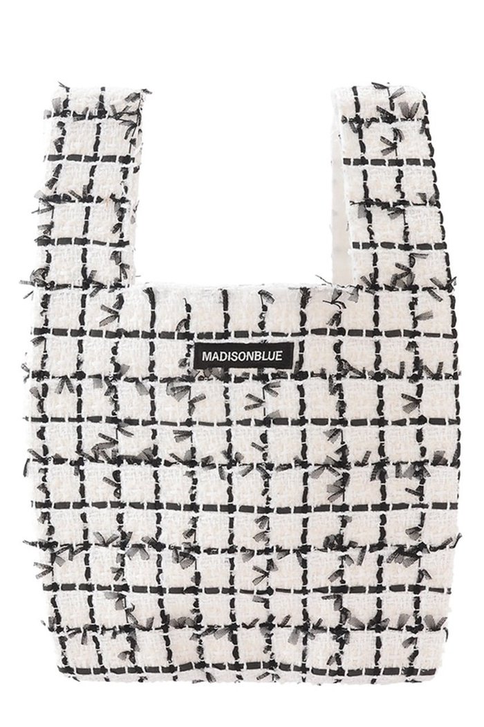 【マディソンブルー/MADISONBLUE】のSHOP BAG S TWEED ショップバッグS インテリア・キッズ・メンズ・レディースファッション・服の通販 founy(ファニー) https://founy.com/ ファッション Fashion レディースファッション Fashion for Women バッグ Bags 2025年 2025 2025春夏・S/S Spring/Summer 2025 SS25 クラシカル Classical, Vintage-Inspired クラシック Classic, Timeless Style ツイード Twill, Twill Weave モノトーン Monotone, Black and White |ID: prp329100004899273 ipo3291000000036655484