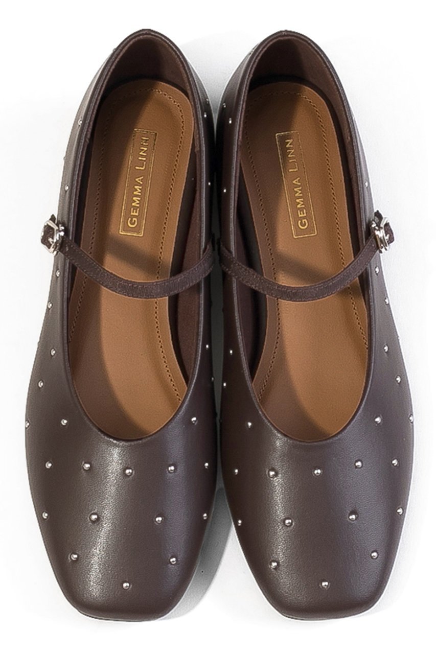 【ダニエラ アンド ジェマ/Daniella & GEMMA】のスタッズメリージェーンフラットシューズ インテリア・キッズ・メンズ・レディースファッション・服の通販 founy(ファニー) 　ファッション　Fashion　レディースファッション　Fashion for Women　クッション　Cushion, Throw Pillow　シューズ　Shoes, Footwear　シルバー　Silver, Metallic Silver　スタッズ　Studs, Metal Accents　トレンド　Trend, Trending Now　フラット　Flat, Flat Shoes　メタル　Metal, Metal Parts　ラップ　Wrap, Wrap Design　ダークブラウン|ID: prp329100004899313 ipo3291000000036655814