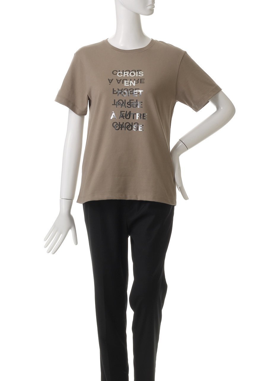 【アルアバイル/allureville】のメタリックレイヤードロゴTシャツ 人気、トレンドファッション・服の通販 founy(ファニー) 　ファッション　Fashion　レディースファッション　Fashion for Women　トップス・カットソー　Cut & Sew Tops　シャツ・ブラウス・オフィスカジュアル　Elegant Blouses & Button-Ups　ロングTシャツ・Tシャツ　Longline T-Shirts & Tees　カットソー・ベーシックTシャツ　Cut-and-Sewn Tops / Stretch Tees & Basics　インナー　Innerwear　カーディガン　Cardigan, Knitwear　グラフィック　Graphic, Graphic Design　サロペット　Overalls, Salopette　ショート　Short, Short Length　ジャケット　Jacket, Outerwear　スリーブ　Sleeve, Long Sleeve / Short Sleeve　プリント　Print, Printed Pattern　ラバー　Rubber, Rubber Sole　人気　Popular, Best Seller　定番　Standard, Basic Item　other-2|ID: prp329100004899315 ipo3291000000036655832