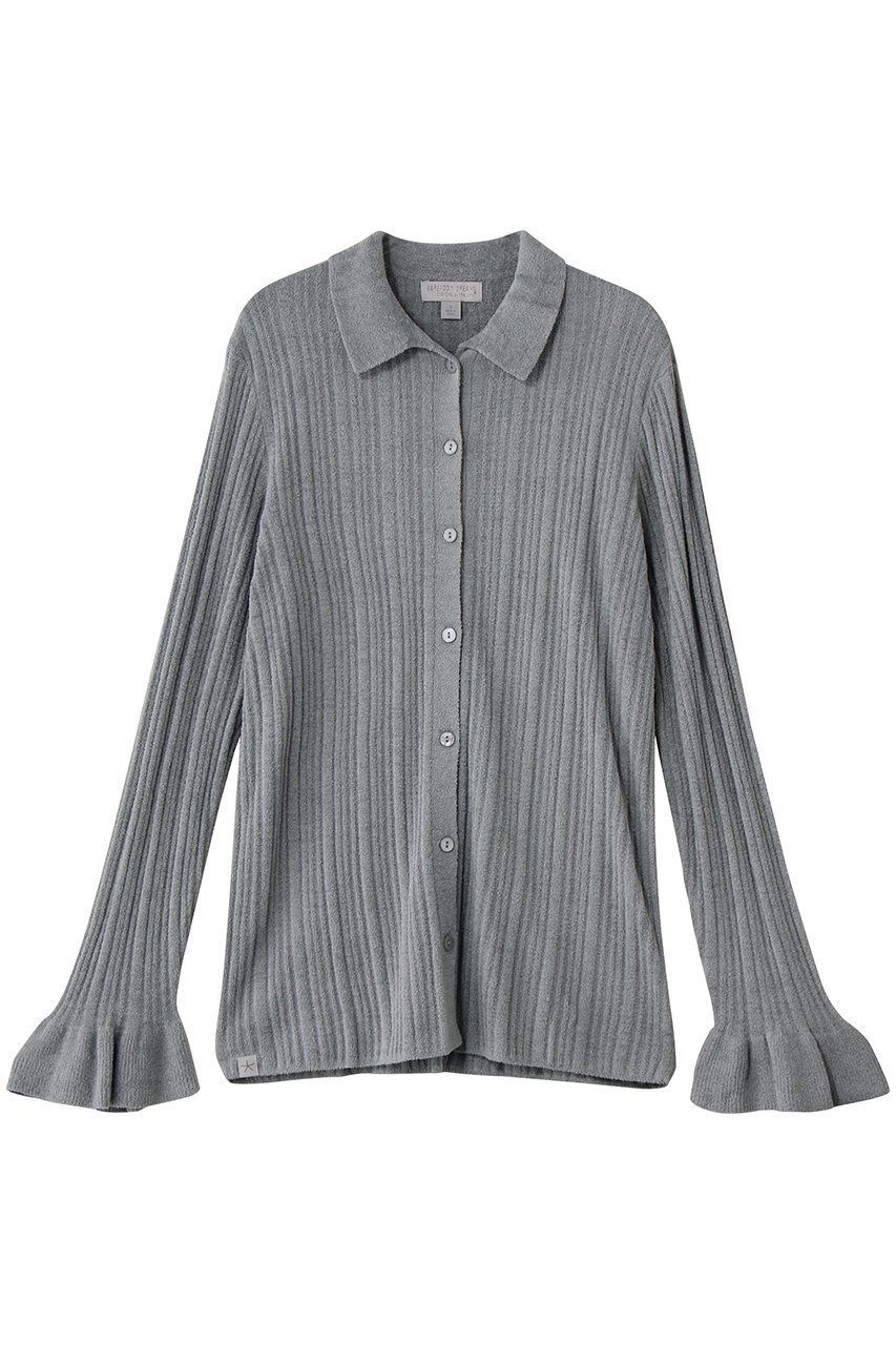 【ベアフット ドリームズ/BAREFOOT DREAMS】のコージーシックウルトラライト リブ ラッフルカフス シャツカラー カーディガン インテリア・キッズ・メンズ・レディースファッション・服の通販 founy(ファニー) 　ファッション　Fashion　レディースファッション　Fashion for Women　トップス・カットソー　Cut & Sew Tops　ニット　Knit Tops & Sweaters　カーディガン・羽織り　Layered Style Cardigans　シャツ・ブラウス・オフィスカジュアル　Elegant Blouses & Button-Ups　カーディガン　Cardigan, Knitwear　フェミニン　Feminine, Girly　ダークブルー|ID: prp329100004899346 ipo3291000000036656134