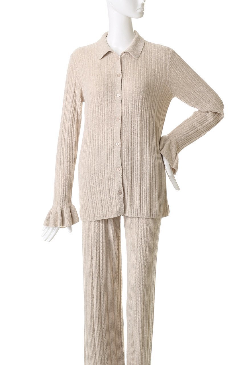 【ベアフット ドリームズ/BAREFOOT DREAMS】のコージーシックウルトラライト リブ ラッフルカフス シャツカラー カーディガン 人気、トレンドファッション・服の通販 founy(ファニー) 　ファッション　Fashion　レディースファッション　Fashion for Women　トップス・カットソー　Cut & Sew Tops　ニット　Knit Tops & Sweaters　カーディガン・羽織り　Layered Style Cardigans　シャツ・ブラウス・オフィスカジュアル　Elegant Blouses & Button-Ups　カーディガン　Cardigan, Knitwear　フェミニン　Feminine, Girly　other-2|ID: prp329100004899346 ipo3291000000036656135