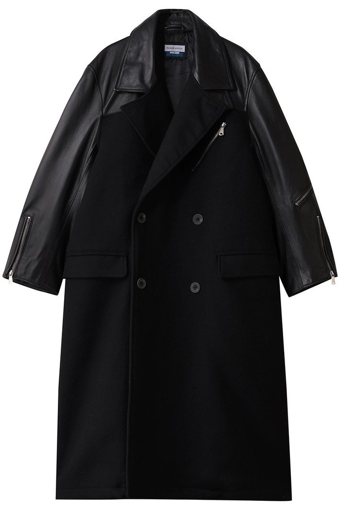 【メゾンスペシャル/MAISON SPECIAL】の【UNISEX】SHEEPレザーコンビアルスターコート インテリア・キッズ・メンズ・レディースファッション・服の通販 founy(ファニー) https://founy.com/ ファッション Fashion レディースファッション Fashion for Women アウター Coat / Outerwear Collection コート・ロングコート・ピーコート Long Coats, Peacoats & More ユニセックス Unisex, Genderless クラシカル Classical, Vintage-Inspired パターン Pattern, Design Print フォルム Silhouette, Form ロング Long, Long-Length |ID: prp329100004899399 ipo3291000000036656562