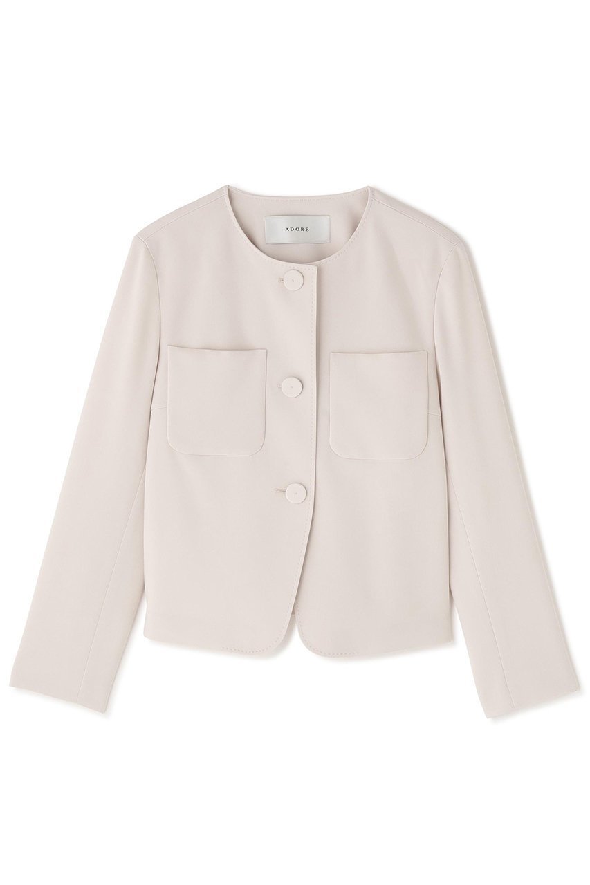 【アドーア/ADORE】のストレッチジョーゼットジャケット インテリア・キッズ・メンズ・レディースファッション・服の通販 founy(ファニー) 　ファッション　Fashion　レディースファッション　Fashion for Women　アウター　Coat / Outerwear Collection　レディースジャケット・軽アウター　Jackets　おすすめ　Recommended / Our Picks　ジャケット　Jacket, Outerwear　ジョーゼット　Georgette, Semi-Sheer Fabric　ストレッチ　Stretch, Stretchy Fabric　セットアップ　Set-Up, Coordinated Outfit　パッチ　Patch, Appliqué　フロント　Front, Front Design　ポケット　Pocket, Pocket Detail　ベージュ|ID: prp329100004899407 ipo3291000000036656650