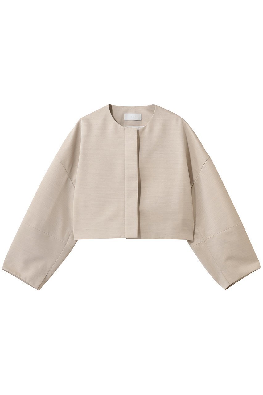 【エブール/ebure】の【店舗限定】スラブラチネ ノーカラーショートジャケット インテリア・キッズ・メンズ・レディースファッション・服の通販 founy(ファウニー) 　ファッション　Fashion　レディースファッション　Fashion for Women　アウター　Coat / Outerwear Collection　レディースジャケット・軽アウター　Jackets　カーディガン　Cardigan, Knitwear　ショート　Short, Short Length　ジャケット　Jacket, Outerwear　今季　This Season, Current Season　ベージュ|ID: prp329100004899457 ipo3291000000036657032