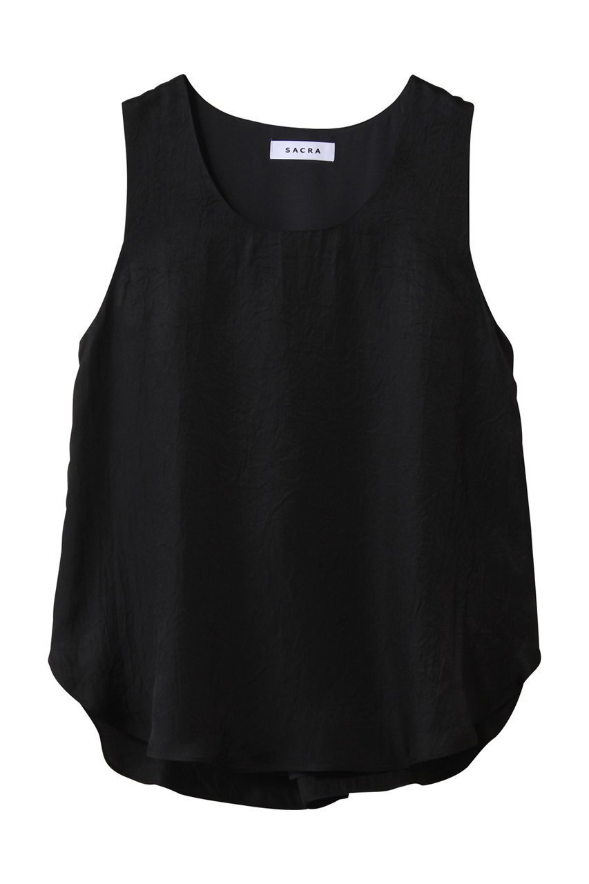 【サクラ/SACRA】のアセテートヴィンテージツイルノースリーブ インテリア・キッズ・メンズ・レディースファッション・服の通販 founy(ファニー) ファッション Fashion レディースファッション Fashion for Women トップス・カットソー Cut & Sew Tops キャミソール&ノースリーブ Camisoles & Sleeveless Tops シャツ・ブラウス・オフィスカジュアル Elegant Blouses & Button-Ups インナー Innerwear カーディガン Cardigan, Knitwear ジャケット Jacket, Outerwear タンク Tank Top, Sleeveless Top ツイル Twist, Twisted Detail ドレープ Drape, Draping Fabric ノースリーブ Sleeveless, No-Sleeve ワッシャー Washer, Crinkled Finish エレガント 上品 Elegant ブラック|ID: prp329100004899494 ipo3291000000036657298