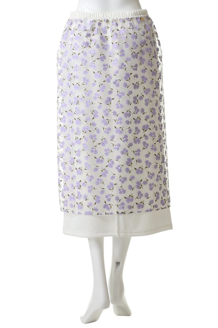 【ミュベール/MUVEIL】のフラワーフロッキープリントレイヤードスカート 人気、トレンドファッション・服の通販 founy(ファニー) 　ファッション　Fashion　レディースファッション　Fashion for Women　スカート　Skirts　ロングスカート　Long Skirts / Maxi & Midi Skirts　おすすめ　Recommended / Our Picks　オーガンジー　Organza Fabric　プリント　Print, Printed Pattern　リボン　Ribbon, Bow　ロング　Long, Long-Length　エレガント 上品　Elegant　other-4|ID: prp329100004899499 ipo3291000000036657337