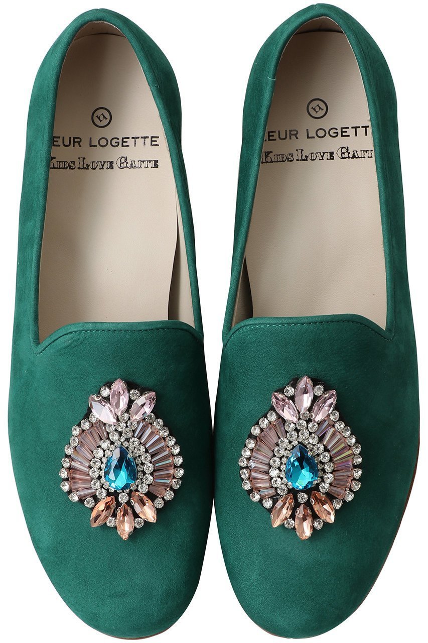 【ルール ロジェット/leur logette】の【KIDS LOVE GAITE 】カウレザーヌバックフラットシューズ インテリア・キッズ・メンズ・レディースファッション・服の通販 founy(ファニー) 　ファッション　Fashion　レディースファッション　Fashion for Women　バッグ　Bags　シューズ　Shoes, Footwear　シンプル　Simple, Minimal　ジュエリー　Jewelry, Accessories　フラット　Flat, Flat Shoes　モチーフ　Motif, Design Theme　グリーン|ID: prp329100004899513 ipo3291000000036657439