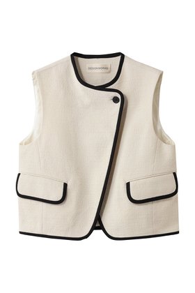 【デザイン ワークス/DESIGN WORKS】 ロービングドビーショートパイピングベスト人気、トレンドファッション・服の通販 founy(ファニー) ファッション Fashion レディースファッション Fashion for Women アウター Coat / Outerwear Collection レディースジャケット・軽アウター Jackets ウォーム Warm Fabric コンパクト Compact, Small Size ジャケット Jacket, Outerwear ダブル Double, Double-Breasted パイピング Piping, Trim Design ベスト Vest, Waistcoat ボトム Bottoms, Lower Wear エレガント 上品 Elegant 再入荷 Restock / Back in Stock 別注 Limited Edition, Custom Order |ID:prp329100004899521