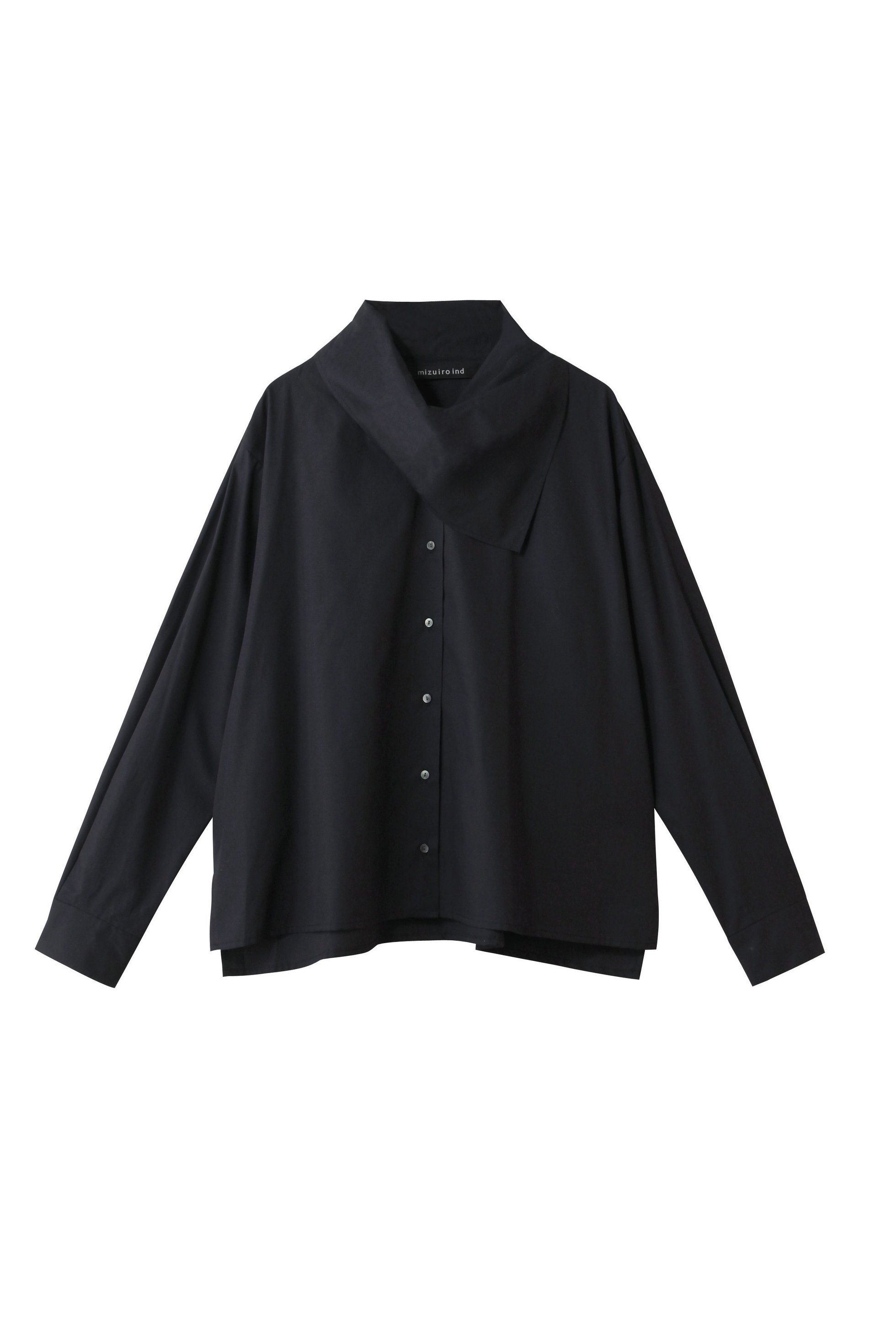 【ミズイロ インド/mizuiro ind】のscarf collar shirt シャツ インテリア・キッズ・メンズ・レディースファッション・服の通販 founy(ファニー) 　ファッション　Fashion　レディースファッション　Fashion for Women　トップス・カットソー　Cut & Sew Tops　シャツ・ブラウス・オフィスカジュアル　Elegant Blouses & Button-Ups　スカーフ　Scarf, Neckwear　スリット　Slit, Slit Detail　スリーブ　Sleeve, Long Sleeve / Short Sleeve　ボトム　Bottoms, Lower Wear　ロング　Long, Long-Length　navy|ID: prp329100004899527 ipo3291000000036657534