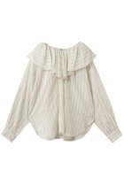 【ティアラ/Tiara】のフリルギャザーブラウス ホワイトストライプ|ID: prp329100004899628 ipo3291000000036658768