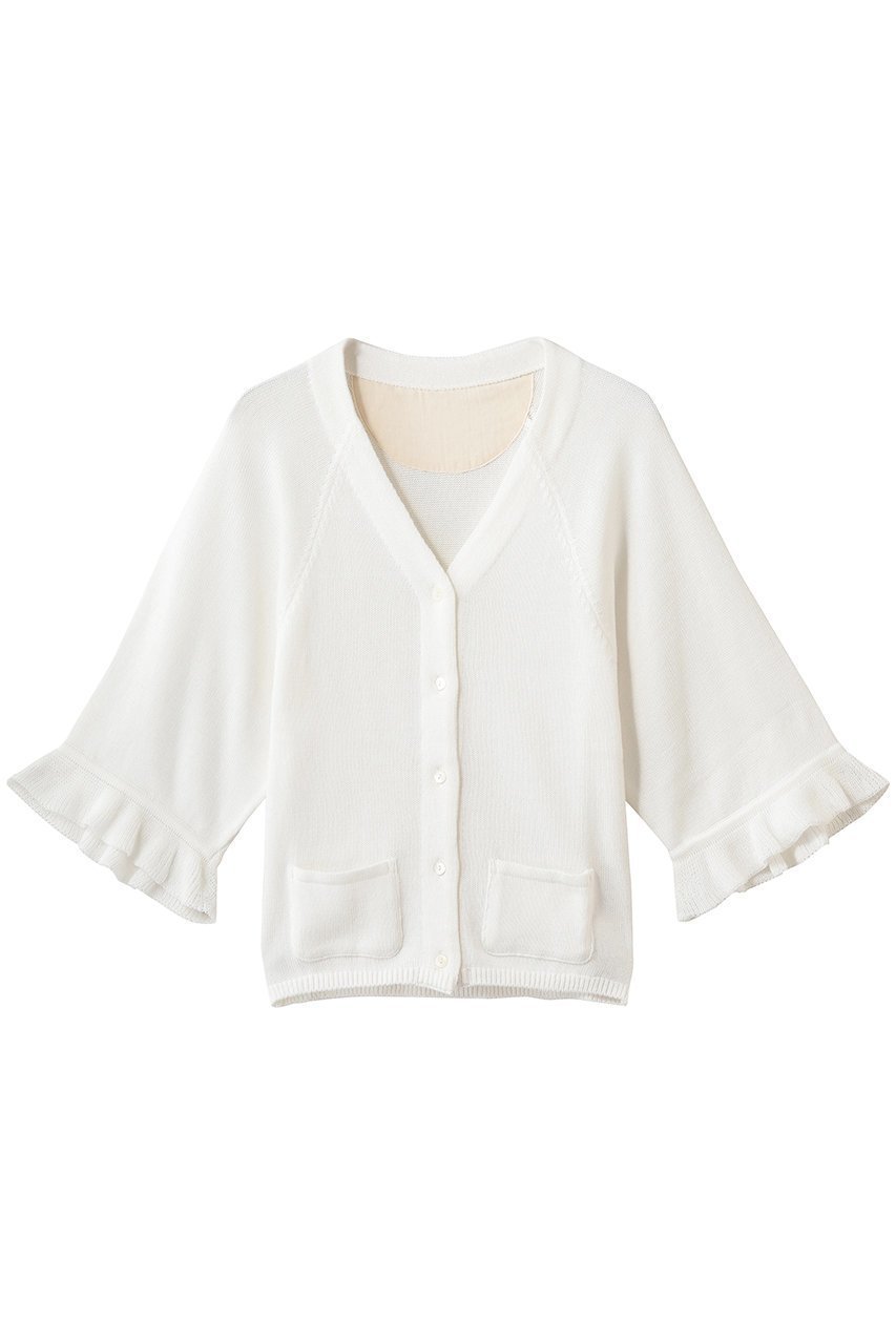 【ナナデコール/nanadecor】のオーガニックコットンフリルカーディガン インテリア・キッズ・メンズ・レディースファッション・服の通販 founy(ファニー) 　ファッション　Fashion　レディースファッション　Fashion for Women　トップス・カットソー　Cut & Sew Tops　ニット　Knit Tops & Sweaters　カーディガン・羽織り　Layered Style Cardigans　カーディガン　Cardigan, Knitwear　フリル　Frill, Ruffle　ポケット　Pocket, Pocket Detail　新作・新入荷　New Arrivals / New In　ホワイト|ID: prp329100004899642 ipo3291000000036658937