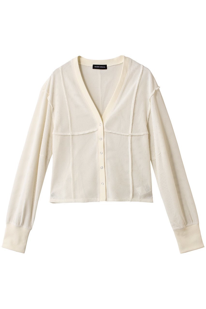 【メゾンスペシャル/MAISON SPECIAL】のMesh Cardigan/メッシュカーディガン インテリア・キッズ・メンズ・レディースファッション・服の通販 founy(ファニー) 　ファッション　Fashion　レディースファッション　Fashion for Women　トップス・カットソー　Cut & Sew Tops　カーディガン・羽織り　Layered Style Cardigans　シャツ・ブラウス・オフィスカジュアル　Elegant Blouses & Button-Ups　ロングTシャツ・Tシャツ　Longline T-Shirts & Tees　カットソー・ベーシックTシャツ　Cut-and-Sewn Tops / Stretch Tees & Basics　エアリー　Airy Texture　カーディガン　Cardigan, Knitwear　シェイプ　Shape, Slim Fit　スリーブ　Sleeve, Long Sleeve / Short Sleeve　メッシュ　Mesh, Net Fabric　夏　Summer　旅行　Travel　WHT(ホワイト)|ID: prp329100004899740 ipo3291000000036659997