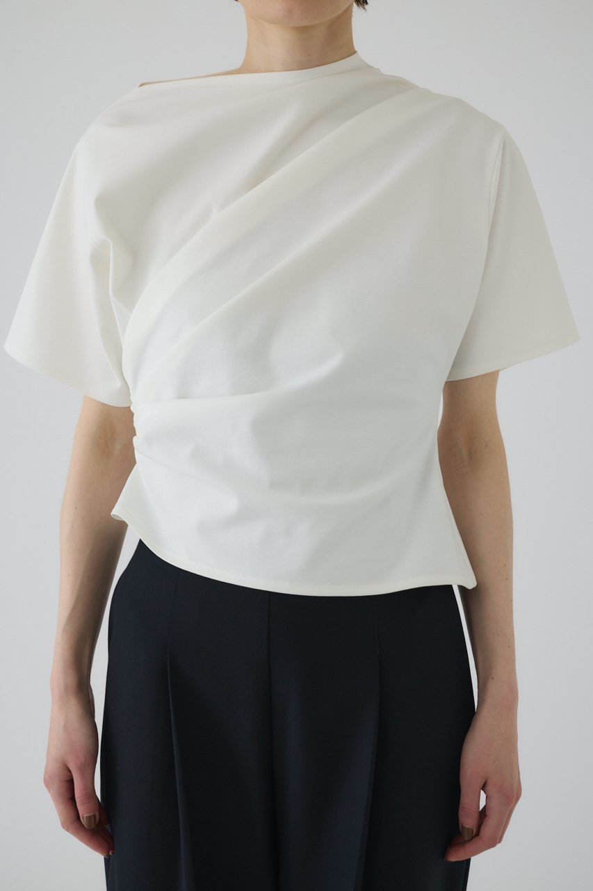 【リムアーク/RIM.ARK】のAsymmetry tuck cut tops/トップス インテリア・キッズ・メンズ・レディースファッション・服の通販 founy(ファニー) ファッション Fashion レディースファッション Fashion for Women トップス・カットソー Cut & Sew Tops シャツ・ブラウス・オフィスカジュアル Elegant Blouses & Button-Ups ロングTシャツ・Tシャツ Longline T-Shirts & Tees カットソー・ベーシックTシャツ Cut-and-Sewn Tops / Stretch Tees & Basics アシンメトリー Asymmetrical Style カットソー Cut and Sewn Top ショート Short, Short Length スマート Smart, Elegant スリーブ Sleeve, Long Sleeve / Short Sleeve セットアップ Set-Up, Coordinated Outfit ドレープ Drape, Draping Fabric モダン Modern, Contemporary ホワイト|ID: prp329100004899760 ipo3291000000036660223