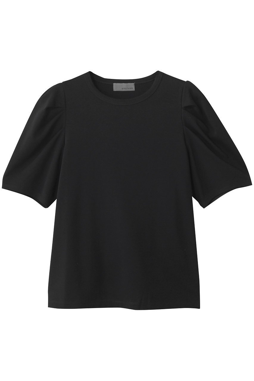 【アンクレイヴ/uncrave】のダブルフェイスジャージー ボリュームスリーブカットソー インテリア・キッズ・メンズ・レディースファッション・服の通販 founy(ファニー) 　ファッション　Fashion　レディースファッション　Fashion for Women　トップス・カットソー　Cut & Sew Tops　シャツ・ブラウス・オフィスカジュアル　Elegant Blouses & Button-Ups　ロングTシャツ・Tシャツ　Longline T-Shirts & Tees　カットソー・ベーシックTシャツ　Cut-and-Sewn Tops / Stretch Tees & Basics　ボリューム袖・フリルスリーブブラウス　Voluminous & Ruffle Sleeves / Puffy Sleeve Tops　カットソー　Cut and Sewn Top　コンパクト　Compact, Small Size　ショート　Short, Short Length　シルケット　Silket, Silky Cotton　スリーブ　Sleeve, Long Sleeve / Short Sleeve　トレンド　Trend, Trending Now　モダン　Modern, Contemporary　ブラック|ID: prp329100004899778 ipo3291000000036660423