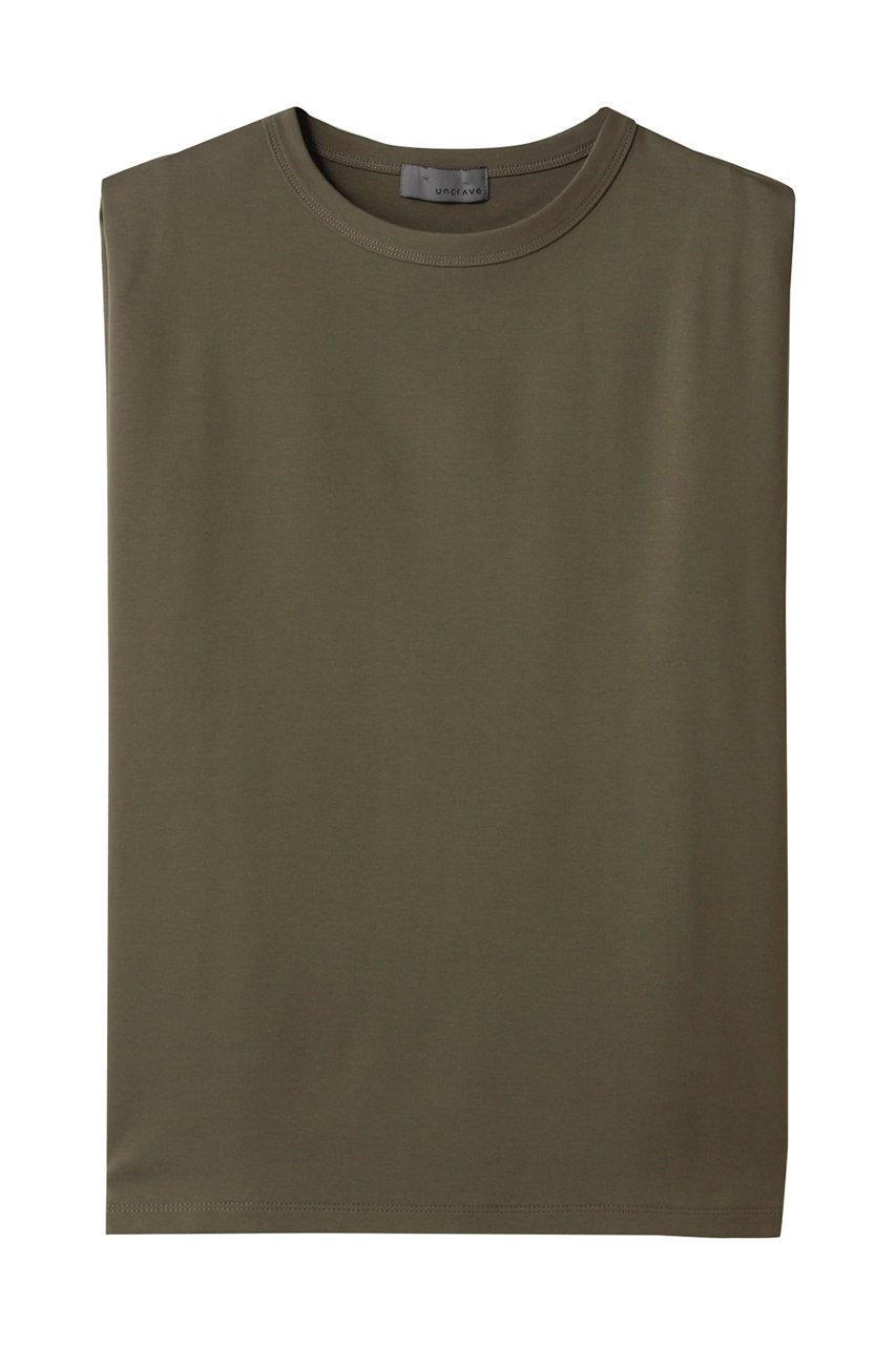 【アンクレイヴ/uncrave】のダブルフェイスジャージー ノースリーブカットソー インテリア・キッズ・メンズ・レディースファッション・服の通販 founy(ファニー) 　ファッション　Fashion　レディースファッション　Fashion for Women　トップス・カットソー　Cut & Sew Tops　キャミソール&ノースリーブ　Camisoles & Sleeveless Tops　シャツ・ブラウス・オフィスカジュアル　Elegant Blouses & Button-Ups　ロングTシャツ・Tシャツ　Longline T-Shirts & Tees　カットソー・ベーシックTシャツ　Cut-and-Sewn Tops / Stretch Tees & Basics　カットソー　Cut and Sewn Top　キャミソール　Camisole, Spaghetti Strap Top　ショルダー　Shoulder, Shoulder Strap　シルケット　Silket, Silky Cotton　タンク　Tank Top, Sleeveless Top　ダブル　Double, Double-Breasted　ノースリーブ　Sleeveless, No-Sleeve　フェイス　Face, Facial Design　定番　Standard, Basic Item　オリーブ|ID: prp329100004899795 ipo3291000000036660581