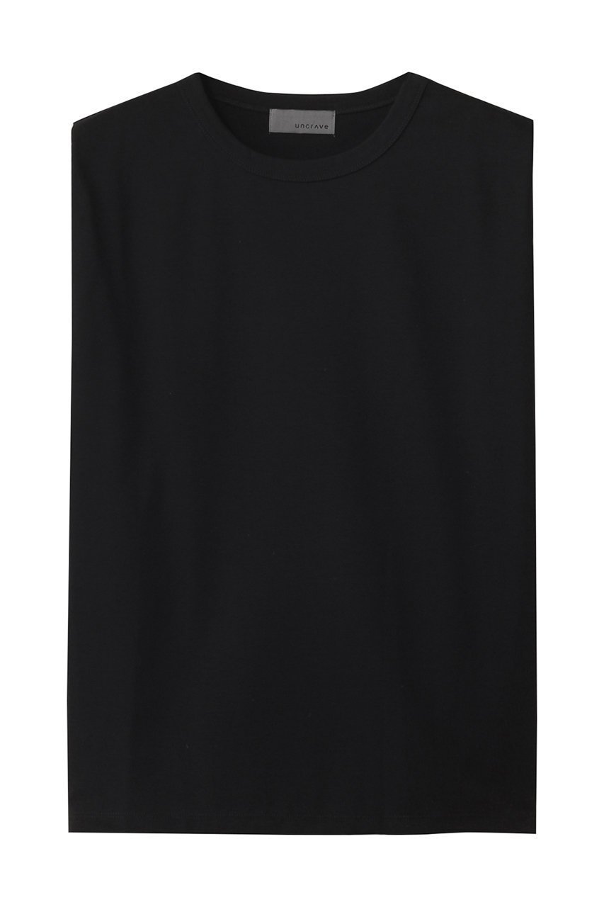 【アンクレイヴ/uncrave】のダブルフェイスジャージー ノースリーブカットソー インテリア・キッズ・メンズ・レディースファッション・服の通販 founy(ファニー) 　ファッション　Fashion　レディースファッション　Fashion for Women　トップス・カットソー　Cut & Sew Tops　キャミソール&ノースリーブ　Camisoles & Sleeveless Tops　シャツ・ブラウス・オフィスカジュアル　Elegant Blouses & Button-Ups　ロングTシャツ・Tシャツ　Longline T-Shirts & Tees　カットソー・ベーシックTシャツ　Cut-and-Sewn Tops / Stretch Tees & Basics　カットソー　Cut and Sewn Top　キャミソール　Camisole, Spaghetti Strap Top　ショルダー　Shoulder, Shoulder Strap　シルケット　Silket, Silky Cotton　タンク　Tank Top, Sleeveless Top　ダブル　Double, Double-Breasted　ノースリーブ　Sleeveless, No-Sleeve　フェイス　Face, Facial Design　定番　Standard, Basic Item　ブラック|ID: prp329100004899795 ipo3291000000036660583