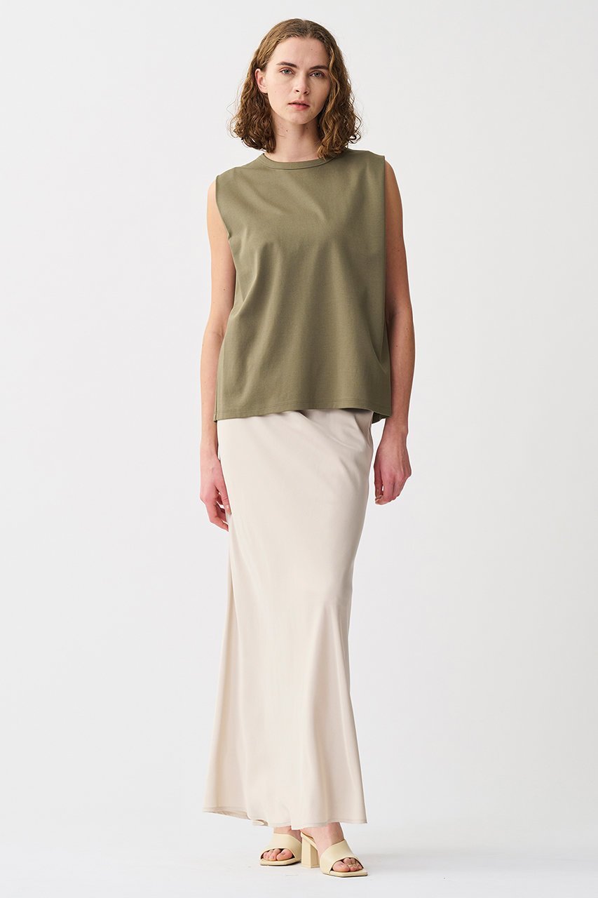 【アンクレイヴ/uncrave】のダブルフェイスジャージー ノースリーブカットソー 人気、トレンドファッション・服の通販 founy(ファニー) 　ファッション　Fashion　レディースファッション　Fashion for Women　トップス・カットソー　Cut & Sew Tops　キャミソール&ノースリーブ　Camisoles & Sleeveless Tops　シャツ・ブラウス・オフィスカジュアル　Elegant Blouses & Button-Ups　ロングTシャツ・Tシャツ　Longline T-Shirts & Tees　カットソー・ベーシックTシャツ　Cut-and-Sewn Tops / Stretch Tees & Basics　カットソー　Cut and Sewn Top　キャミソール　Camisole, Spaghetti Strap Top　ショルダー　Shoulder, Shoulder Strap　シルケット　Silket, Silky Cotton　タンク　Tank Top, Sleeveless Top　ダブル　Double, Double-Breasted　ノースリーブ　Sleeveless, No-Sleeve　フェイス　Face, Facial Design　定番　Standard, Basic Item　other-7|ID: prp329100004899795 ipo3291000000036660589