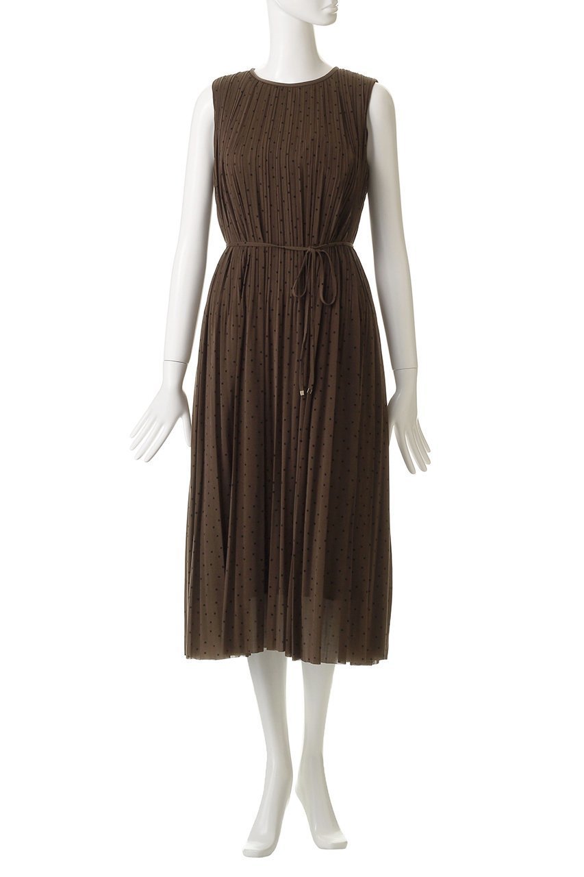 【アナイ/ANAYI】のソフトジャージドットプリーツワンピース 人気、トレンドファッション・服の通販 founy(ファニー) 　ファッション　Fashion　レディースファッション　Fashion for Women　ワンピース　Dresses　チュニック　Tunic Tops & Dresses　エレガント 上品　Elegant　チュニック　Tunic, Long Top　ドット　Polka Dot, Dot Pattern　ノースリーブ　Sleeveless, No-Sleeve　フェミニン　Feminine, Girly　プリーツ　Pleats, Pleated　ランダム　Random, Irregular　ロング　Long, Long-Length　再入荷　Restock / Back in Stock　other-2|ID: prp329100004899807 ipo3291000000036660692