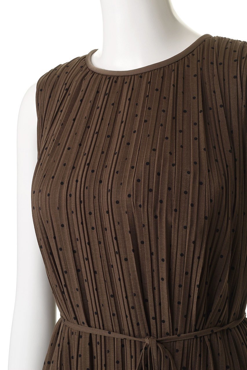 【アナイ/ANAYI】のソフトジャージドットプリーツワンピース 人気、トレンドファッション・服の通販 founy(ファニー) 　ファッション　Fashion　レディースファッション　Fashion for Women　ワンピース　Dresses　チュニック　Tunic Tops & Dresses　エレガント 上品　Elegant　チュニック　Tunic, Long Top　ドット　Polka Dot, Dot Pattern　ノースリーブ　Sleeveless, No-Sleeve　フェミニン　Feminine, Girly　プリーツ　Pleats, Pleated　ランダム　Random, Irregular　ロング　Long, Long-Length　再入荷　Restock / Back in Stock　other-5|ID: prp329100004899807 ipo3291000000036660695