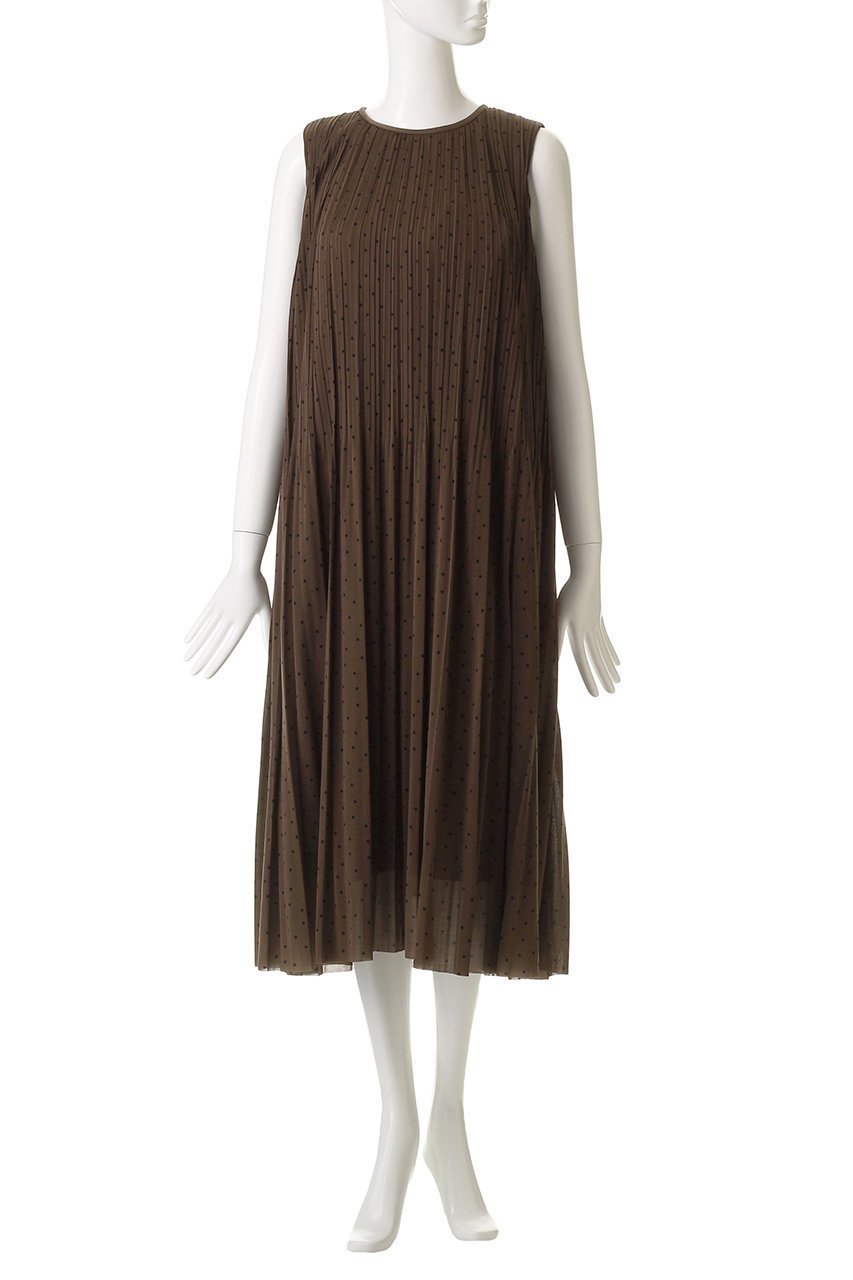 【アナイ/ANAYI】のソフトジャージドットプリーツワンピース 人気、トレンドファッション・服の通販 founy(ファニー) 　ファッション　Fashion　レディースファッション　Fashion for Women　ワンピース　Dresses　チュニック　Tunic Tops & Dresses　エレガント 上品　Elegant　チュニック　Tunic, Long Top　ドット　Polka Dot, Dot Pattern　ノースリーブ　Sleeveless, No-Sleeve　フェミニン　Feminine, Girly　プリーツ　Pleats, Pleated　ランダム　Random, Irregular　ロング　Long, Long-Length　再入荷　Restock / Back in Stock　other-6|ID: prp329100004899807 ipo3291000000036660696