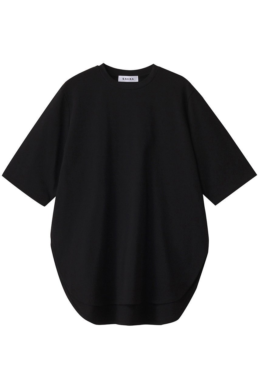 【サクラ/SACRA】のプレミアムコットンカットソー インテリア・キッズ・メンズ・レディースファッション・服の通販 founy(ファニー) 　ファッション　Fashion　レディースファッション　Fashion for Women　トップス・カットソー　Cut & Sew Tops　シャツ・ブラウス・オフィスカジュアル　Elegant Blouses & Button-Ups　ロングTシャツ・Tシャツ　Longline T-Shirts & Tees　カットソー・ベーシックTシャツ　Cut-and-Sewn Tops / Stretch Tees & Basics　ショート　Short, Short Length　シンプル　Simple, Minimal　スリーブ　Sleeve, Long Sleeve / Short Sleeve　バランス　Balance, Style Balance　ヘムライン　Hemline, Bottom Cut　エレガント 上品　Elegant　ブラック|ID: prp329100004900155 ipo3291000000036663587