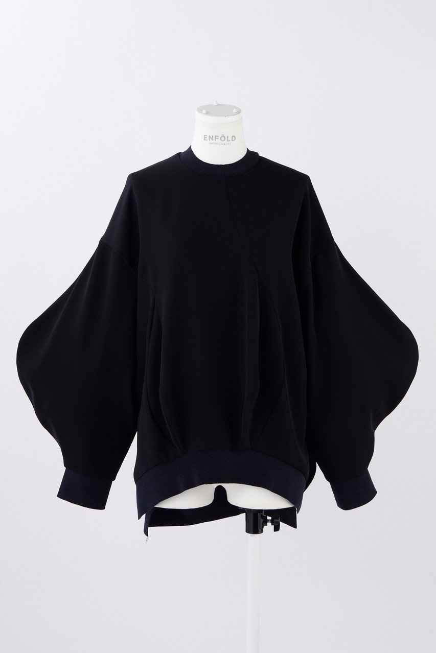 【エンフォルド/ENFOLD】のPEツイル 立体シーム P.O/プルオーバー インテリア・キッズ・メンズ・レディースファッション・服の通販 founy(ファニー) 　ファッション　Fashion　レディースファッション　Fashion for Women　トップス・カットソー　Cut & Sew Tops　シャツ・ブラウス・オフィスカジュアル　Elegant Blouses & Button-Ups　ロングTシャツ・Tシャツ　Longline T-Shirts & Tees　カジュアルプルオーバー・ニットトップス　Pullovers & Knit Tops / Casual Pullovers　カットソー・ベーシックTシャツ　Cut-and-Sewn Tops / Stretch Tees & Basics　スウェット / スエット　Sweatshirt, Sweatwear　スリーブ　Sleeve, Long Sleeve / Short Sleeve　セットアップ　Set-Up, Coordinated Outfit　ツイル　Twist, Twisted Detail　リラックス　Relax, Relaxed Fit　ロング　Long, Long-Length　ダークネイビー|ID: prp329100004900210 ipo3291000000036663988