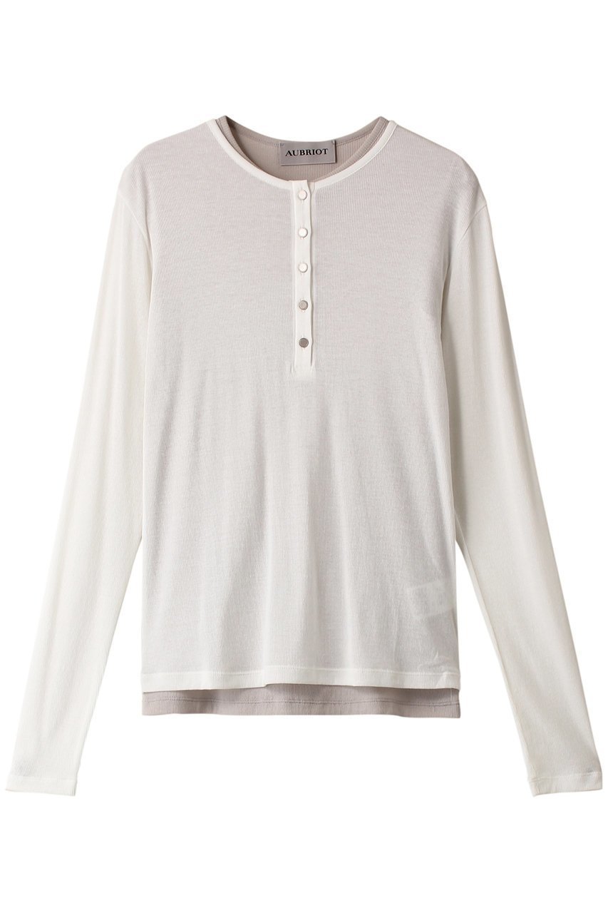 【オブリオ/AUBRIOT】のシアーコットンテレコ ヘンリーネックTシャツ インテリア・キッズ・メンズ・レディースファッション・服の通販 founy(ファニー) ファッション Fashion レディースファッション Fashion for Women トップス・カットソー Cut & Sew Tops シャツ・ブラウス・オフィスカジュアル Elegant Blouses & Button-Ups ロングTシャツ・Tシャツ Longline T-Shirts & Tees カットソー・ベーシックTシャツ Cut-and-Sewn Tops / Stretch Tees & Basics シアー Sheer, See-Through スリーブ Sleeve, Long Sleeve / Short Sleeve スーピマ Supima, Premium Cotton テレコ Ribbed, Rib Stitch ノースリーブ Sleeveless, No-Sleeve ロング Long, Long-Length 長袖 Long Sleeve, Full Sleeve オフホワイト|ID: prp329100004900253 ipo3291000000036664375