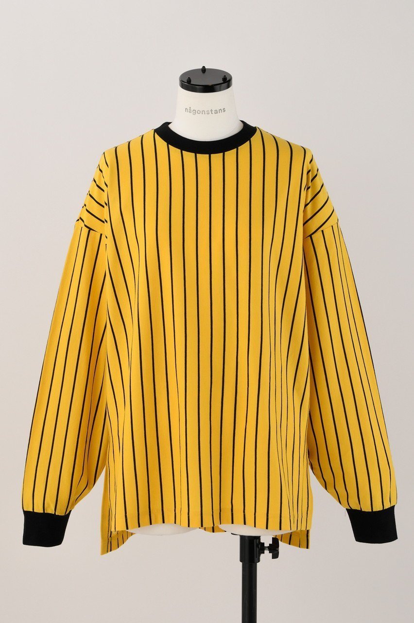 【ナゴンスタンス/nagonstans】のストライプ天竺 ロンT インテリア・キッズ・メンズ・レディースファッション・服の通販 founy(ファニー) 　ファッション　Fashion　レディースファッション　Fashion for Women　トップス・カットソー　Cut & Sew Tops　シャツ・ブラウス・オフィスカジュアル　Elegant Blouses & Button-Ups　ロングTシャツ・Tシャツ　Longline T-Shirts & Tees　カットソー・ベーシックTシャツ　Cut-and-Sewn Tops / Stretch Tees & Basics　シンプル　Simple, Minimal　ストライプ　Stripe, Striped Pattern　スリット　Slit, Slit Detail　スリーブ　Sleeve, Long Sleeve / Short Sleeve　ボックス　Boxy, Box Shape　ロング　Long, Long-Length　Turmeric|ID: prp329100004900255 ipo3291000000036664413